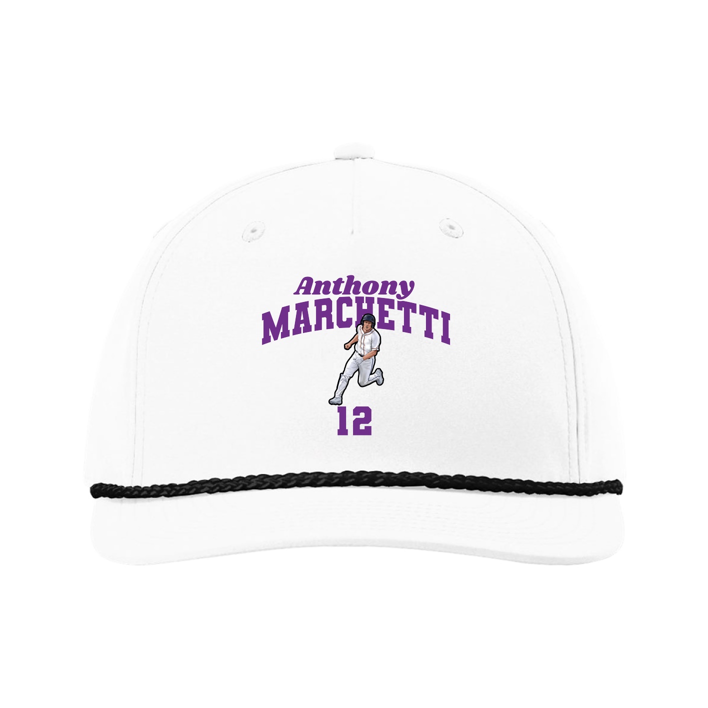 Five-Panel Classic Rope Cap — Signature Arch in White