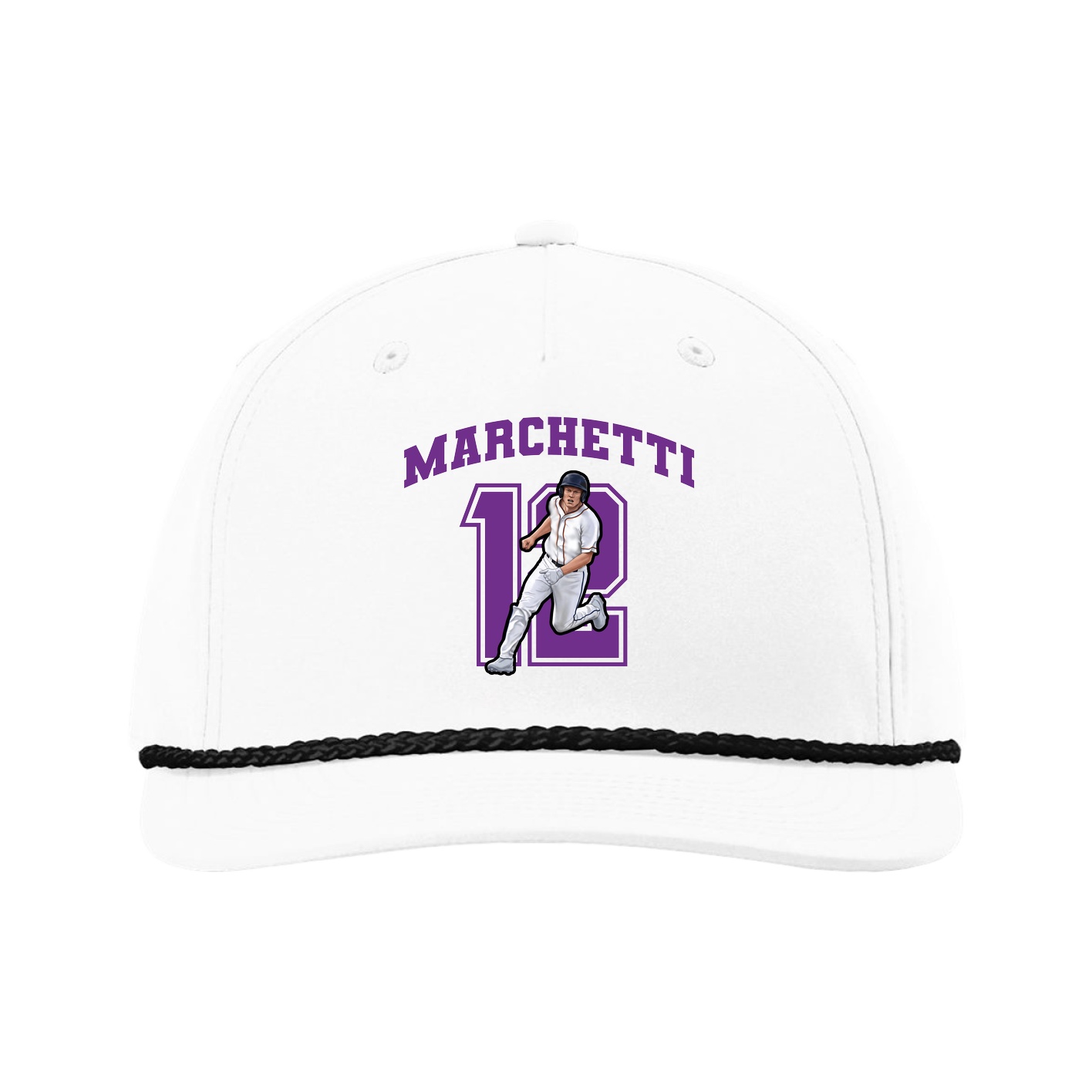 Five-Panel Classic Rope Cap — Number in White