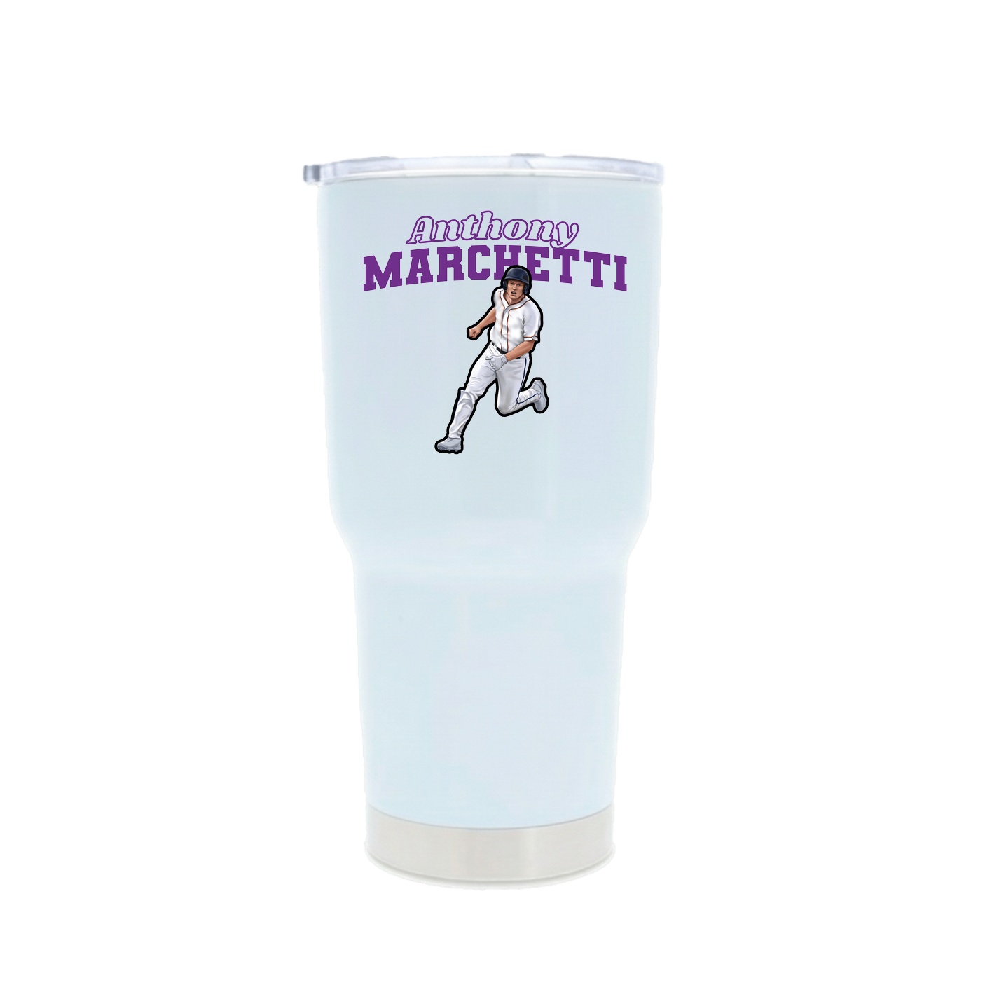 30oz Stainless Steel Tumbler — Name Arch in White