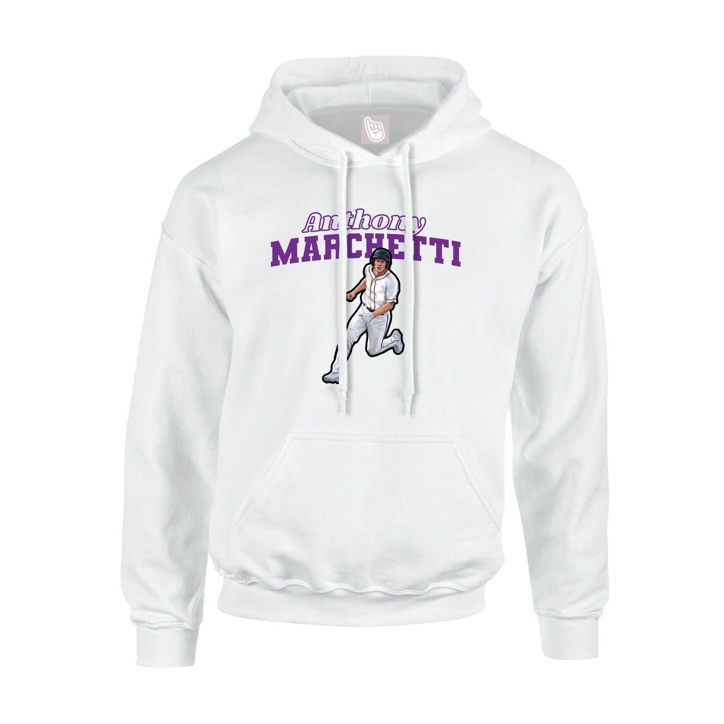 Youth Hoodie — Name Arch in White
