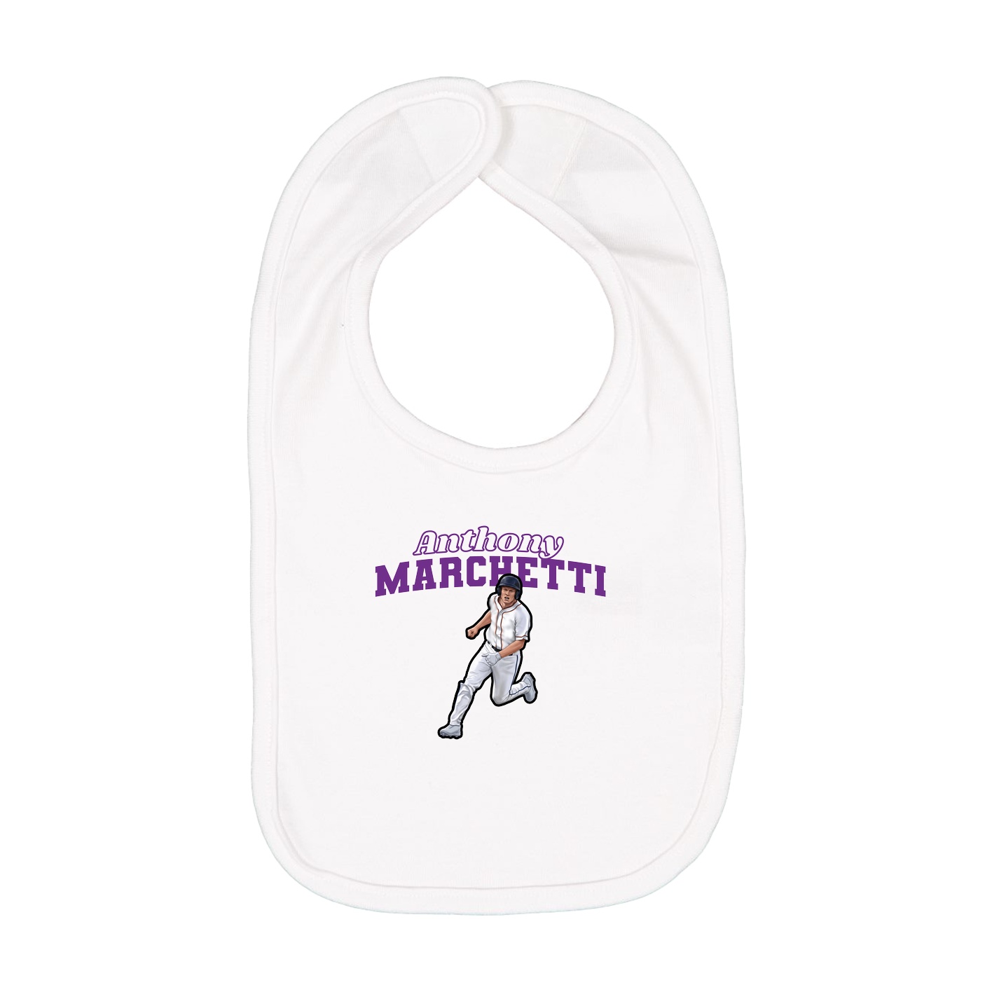 Infant Bib — Name Arch in White