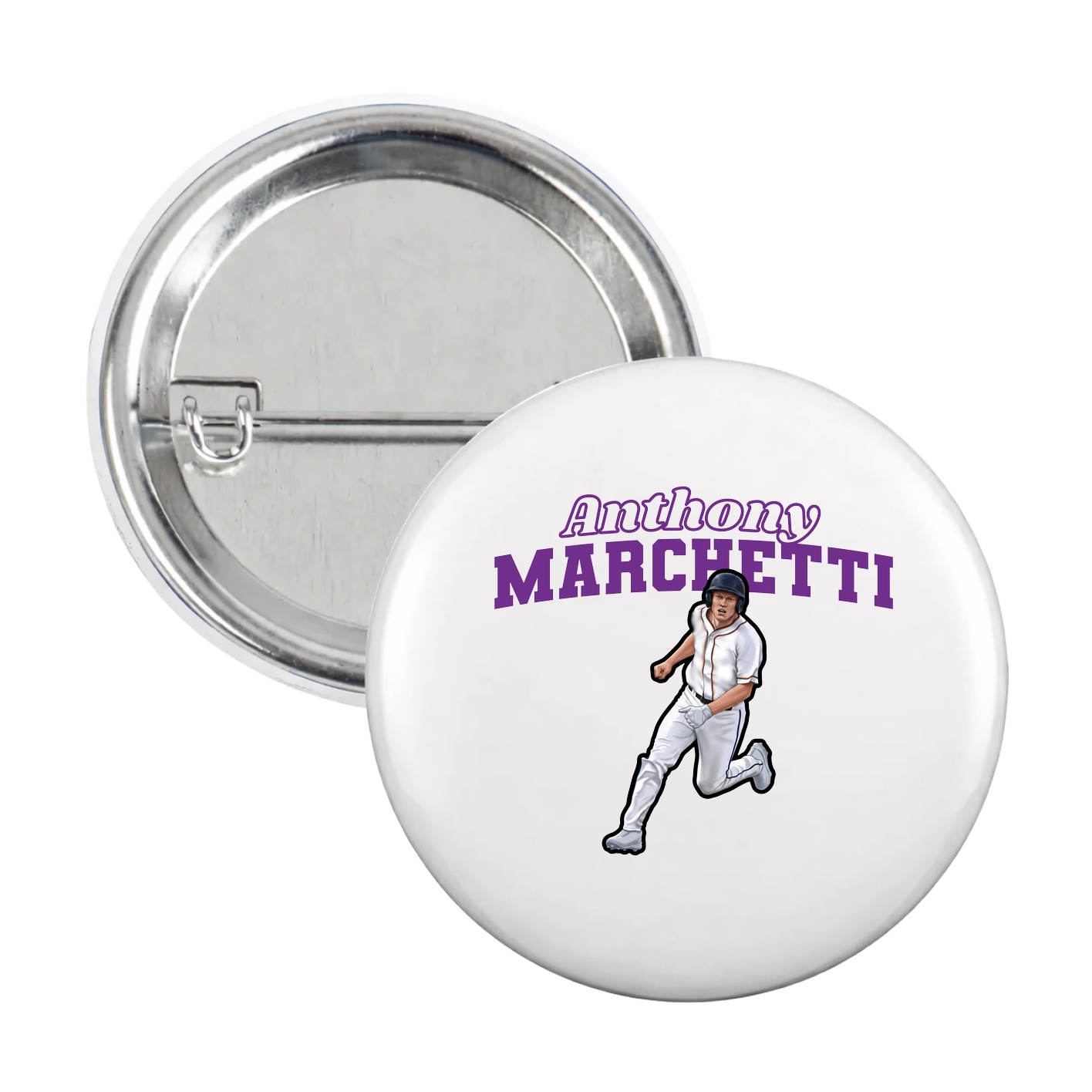 Game Day Button — Name Arch in White