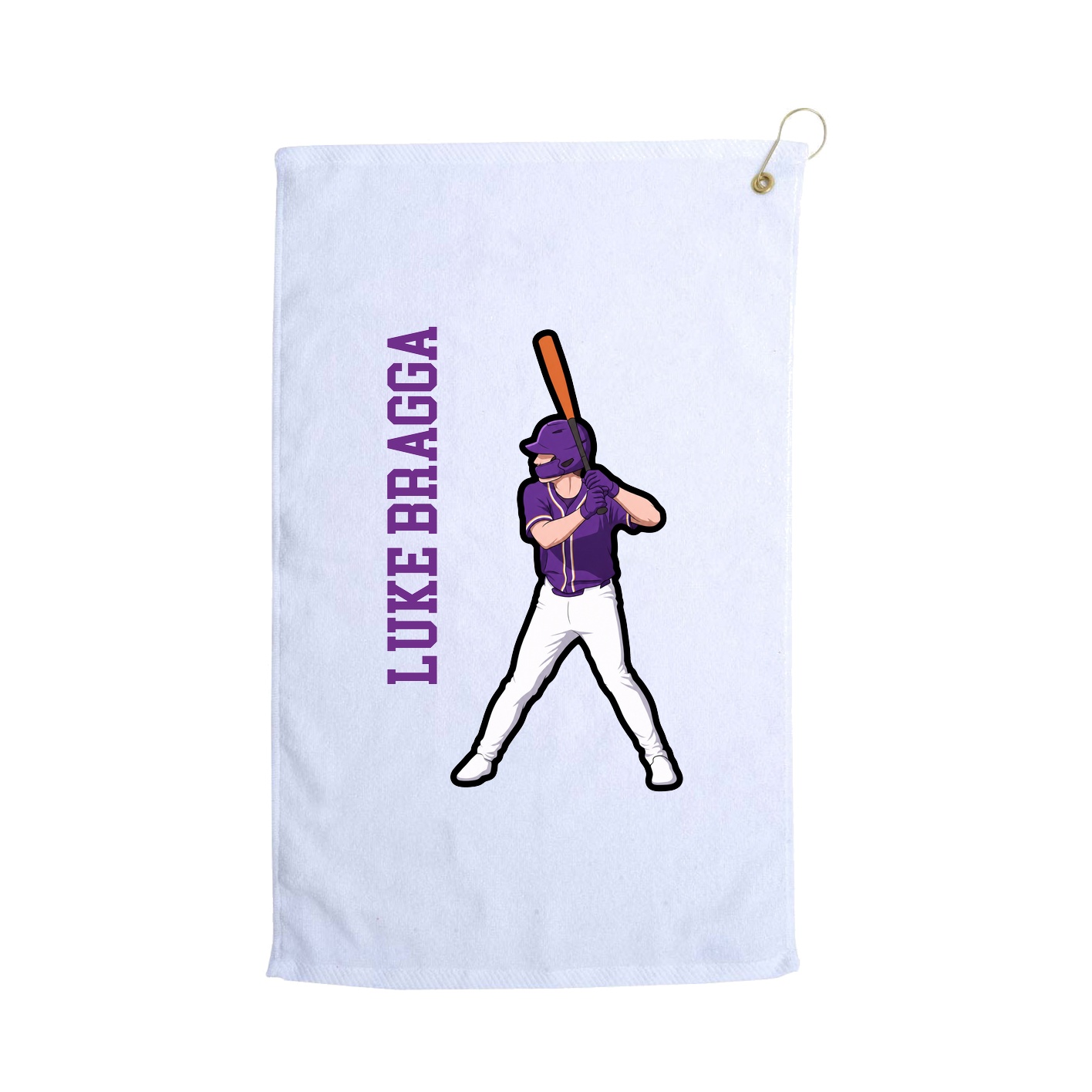 Golf Towel — Name Vertical in White