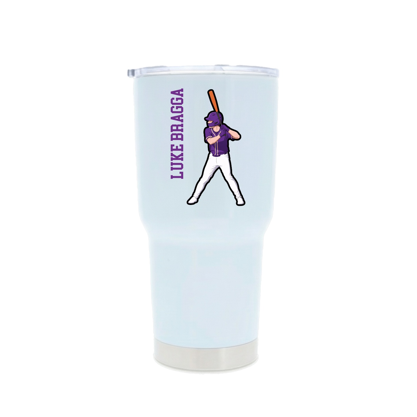 30oz Stainless Steel Tumbler — Name Vertical in White
