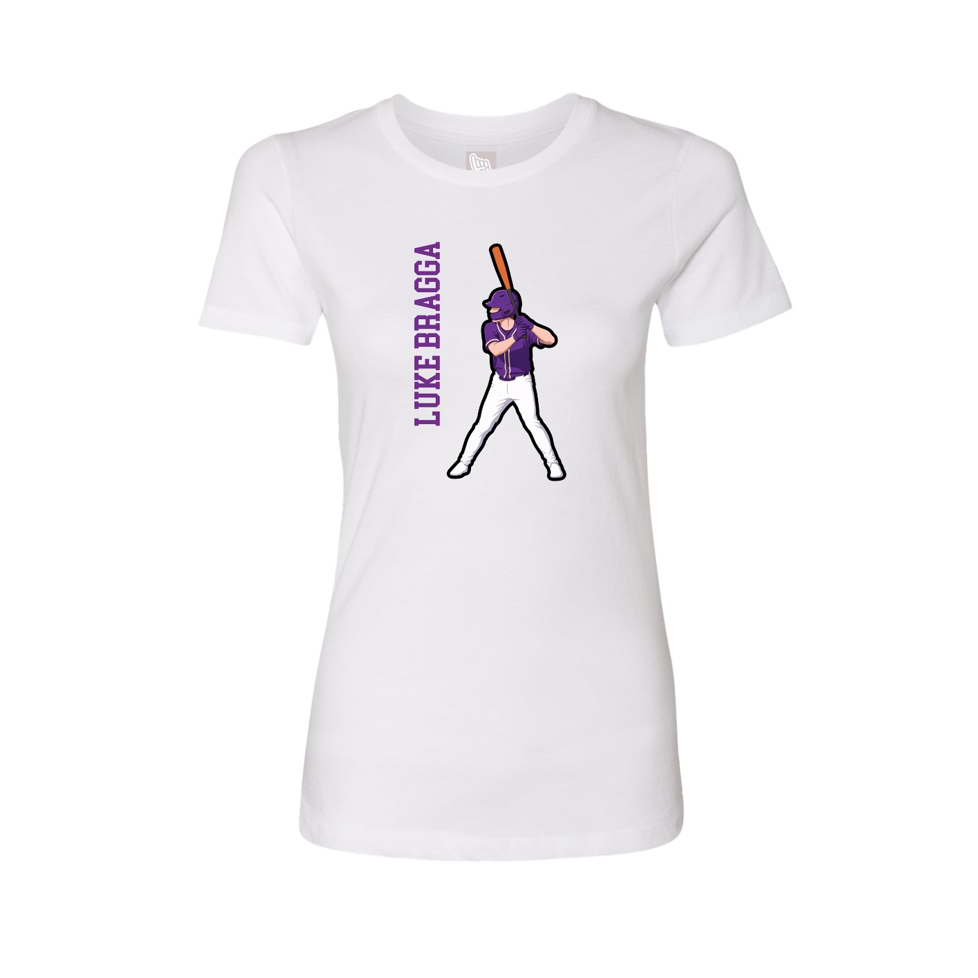 Fitted Women's Tee — Name Vertical in White