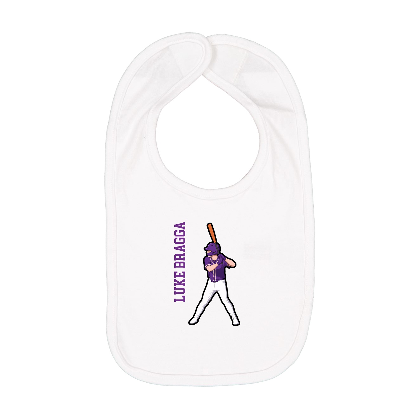Infant Bib — Name Vertical in White