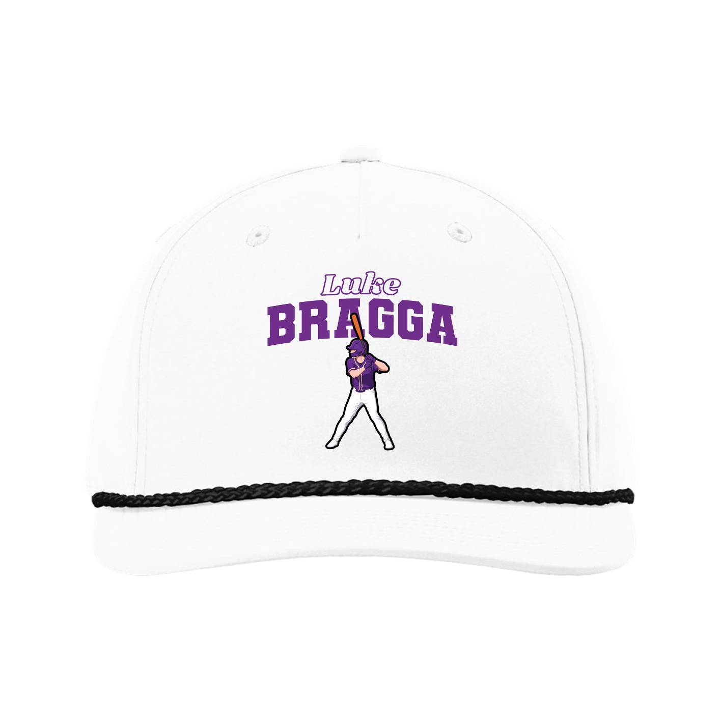 Five-Panel Classic Rope Cap — Name Arch in White