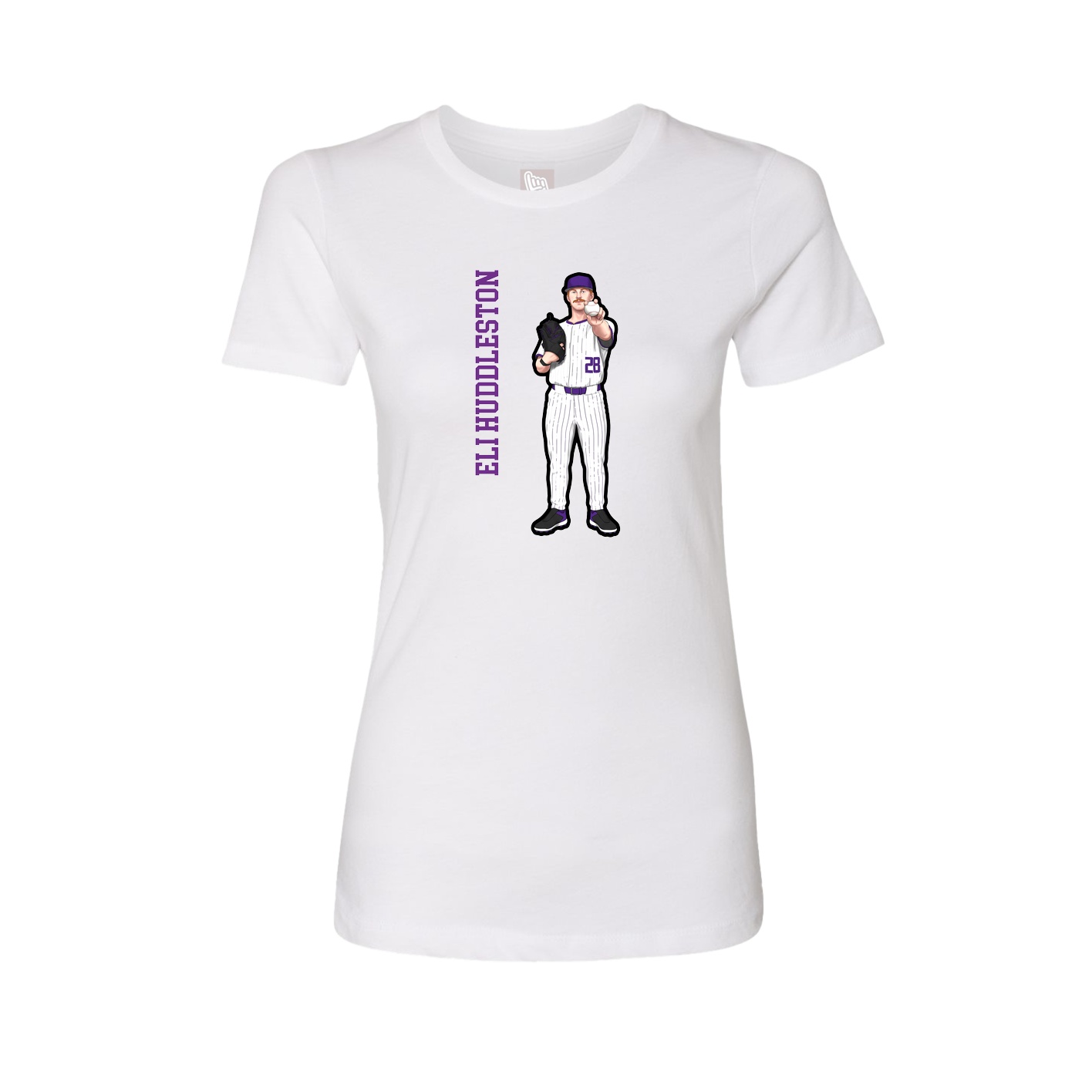 Fitted Women's Tee — Name Vertical in White