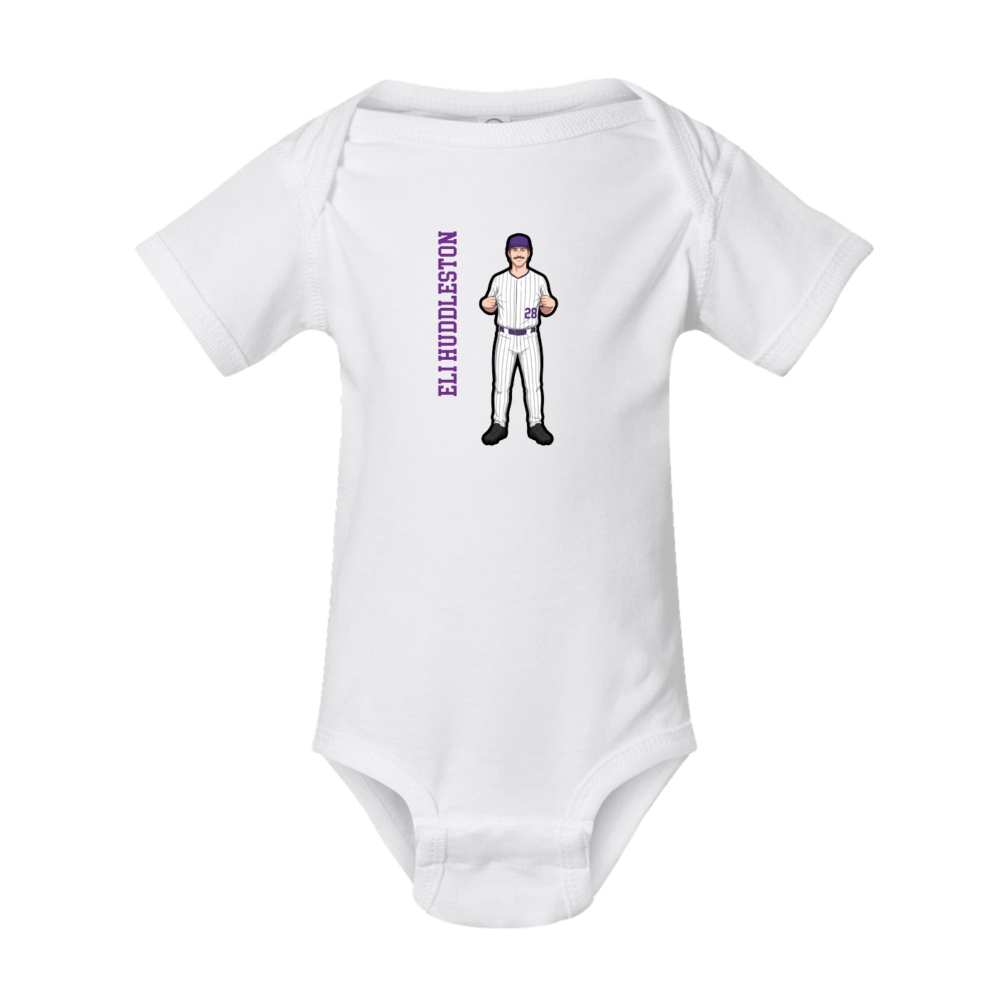 Baby Onesie — Name Vertical in White