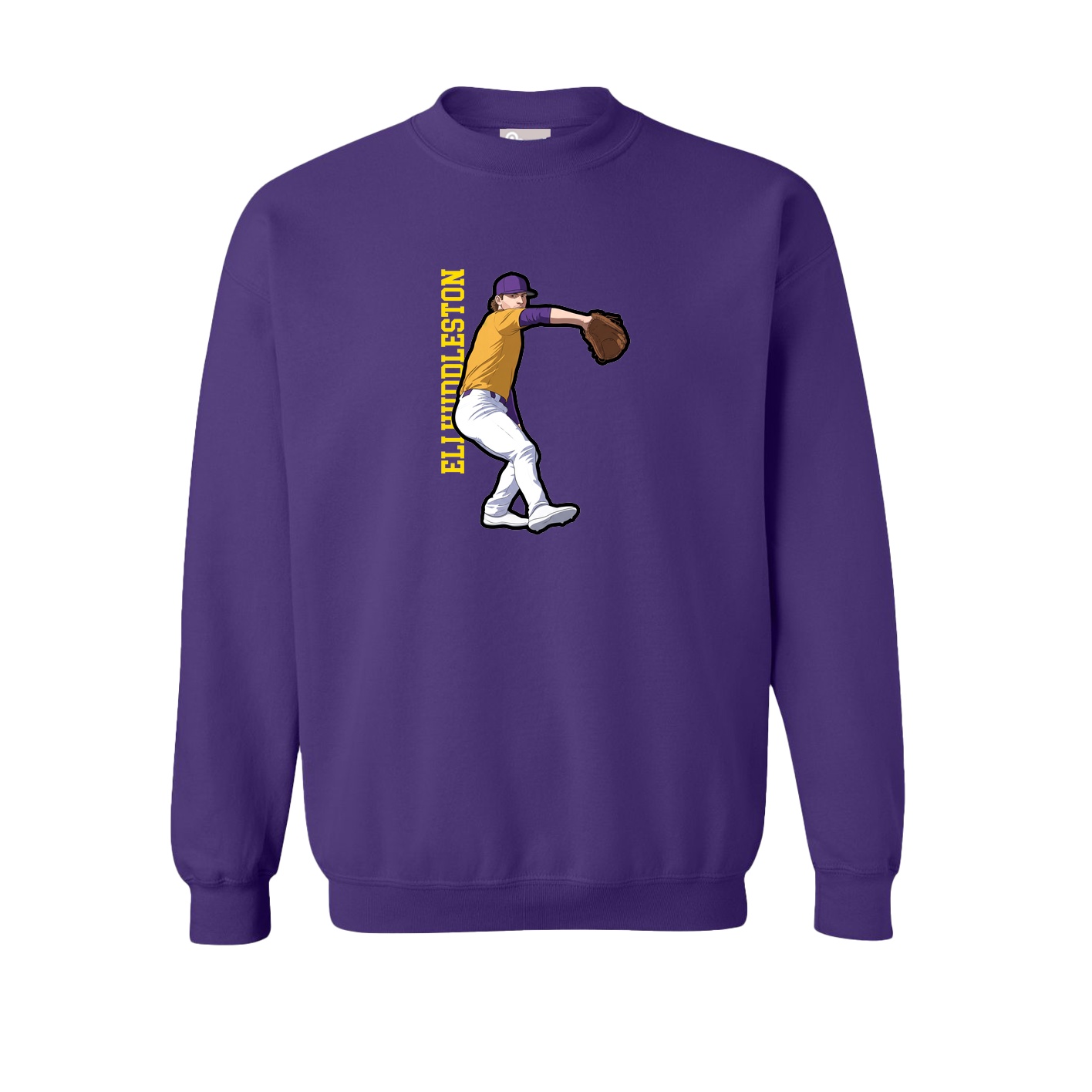 Fleece Crew — Name Vertical in Purple