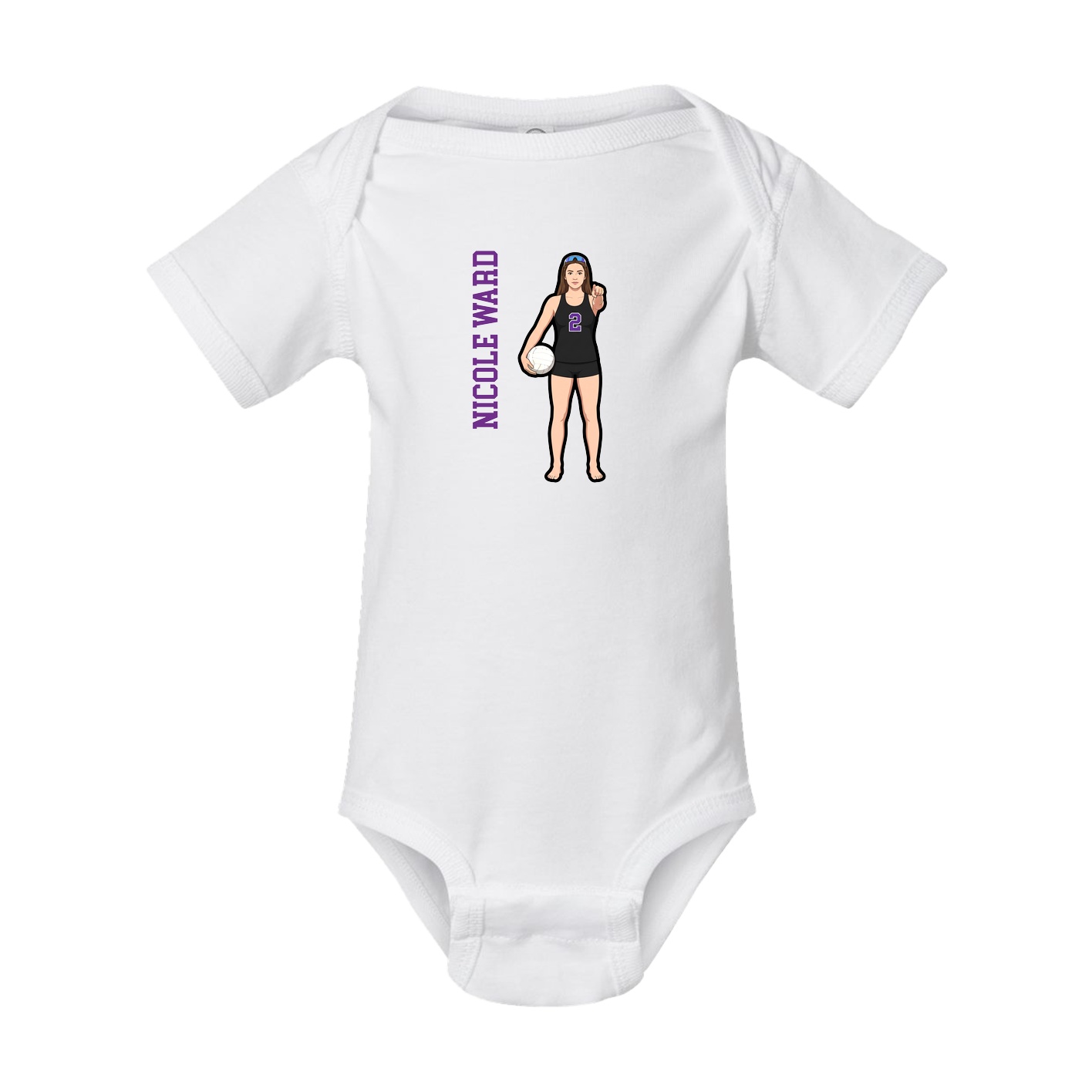 Baby Onesie — Name Vertical in White