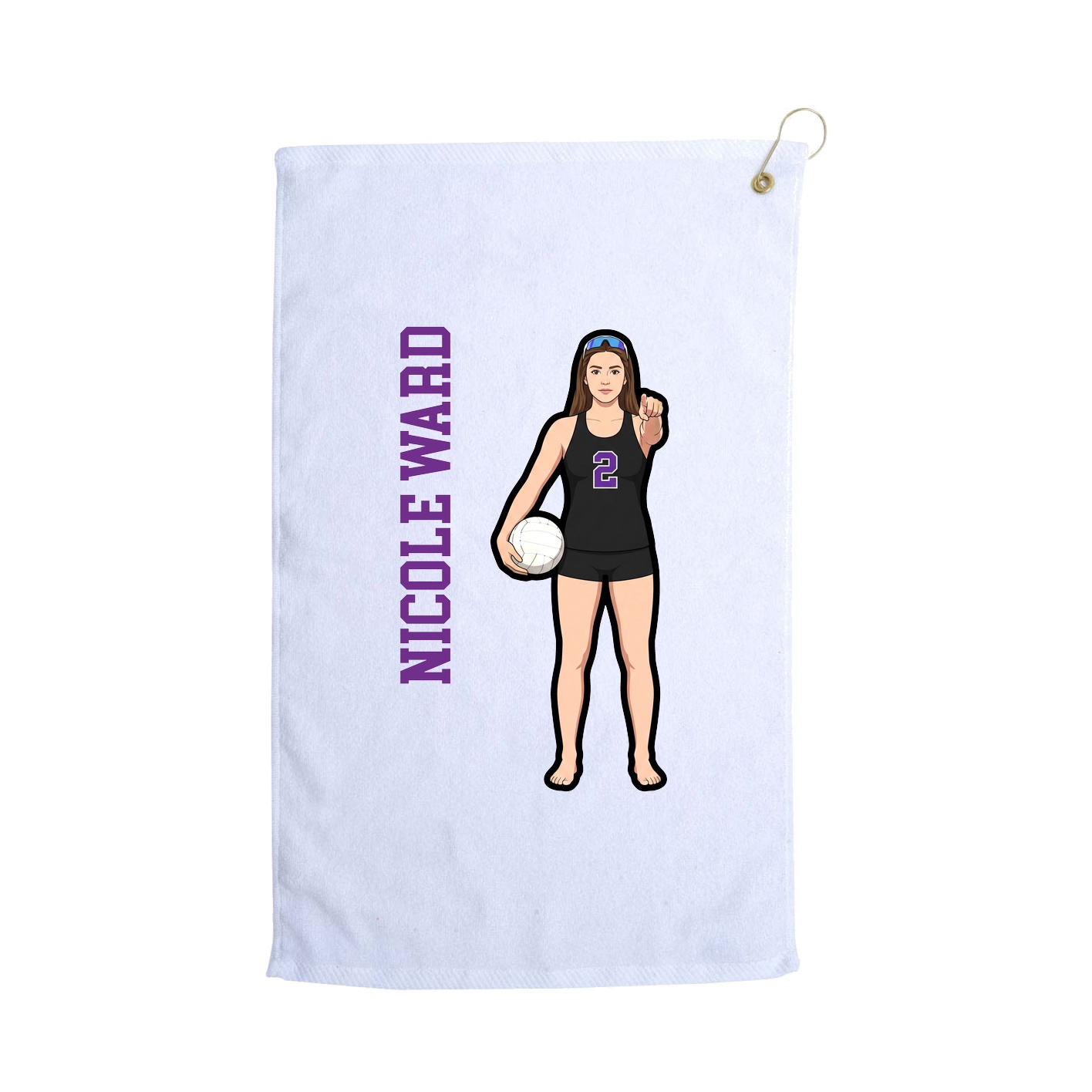 Golf Towel — Name Vertical in White