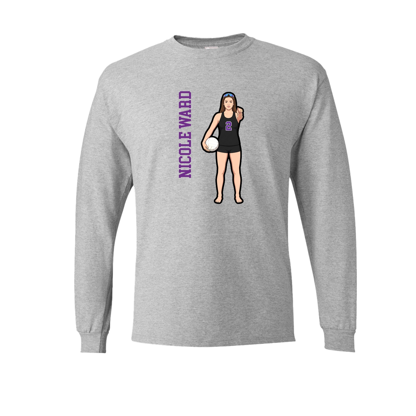Long Sleeve Tee — Name Vertical in Grey