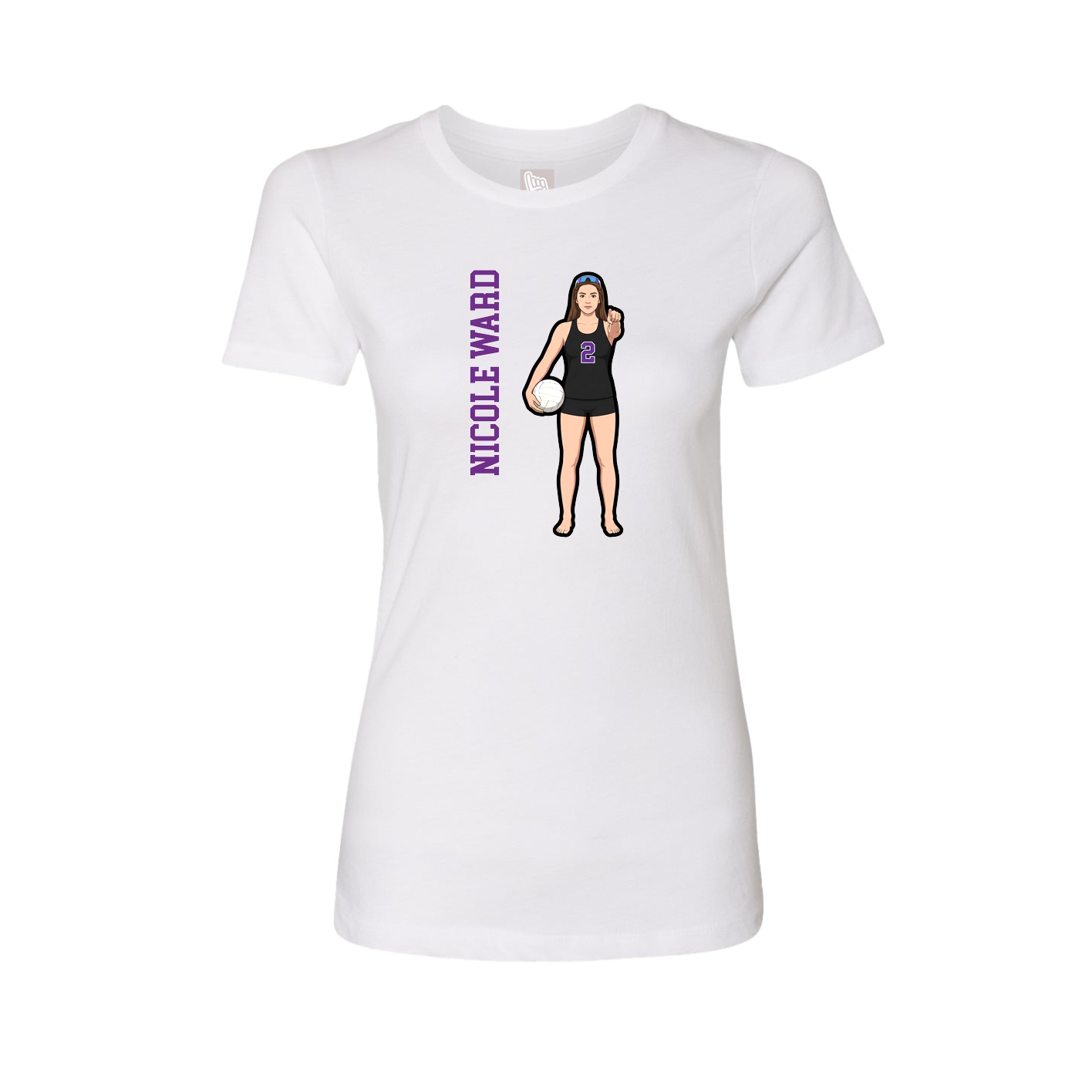 Fitted Women's Tee — Name Vertical in White