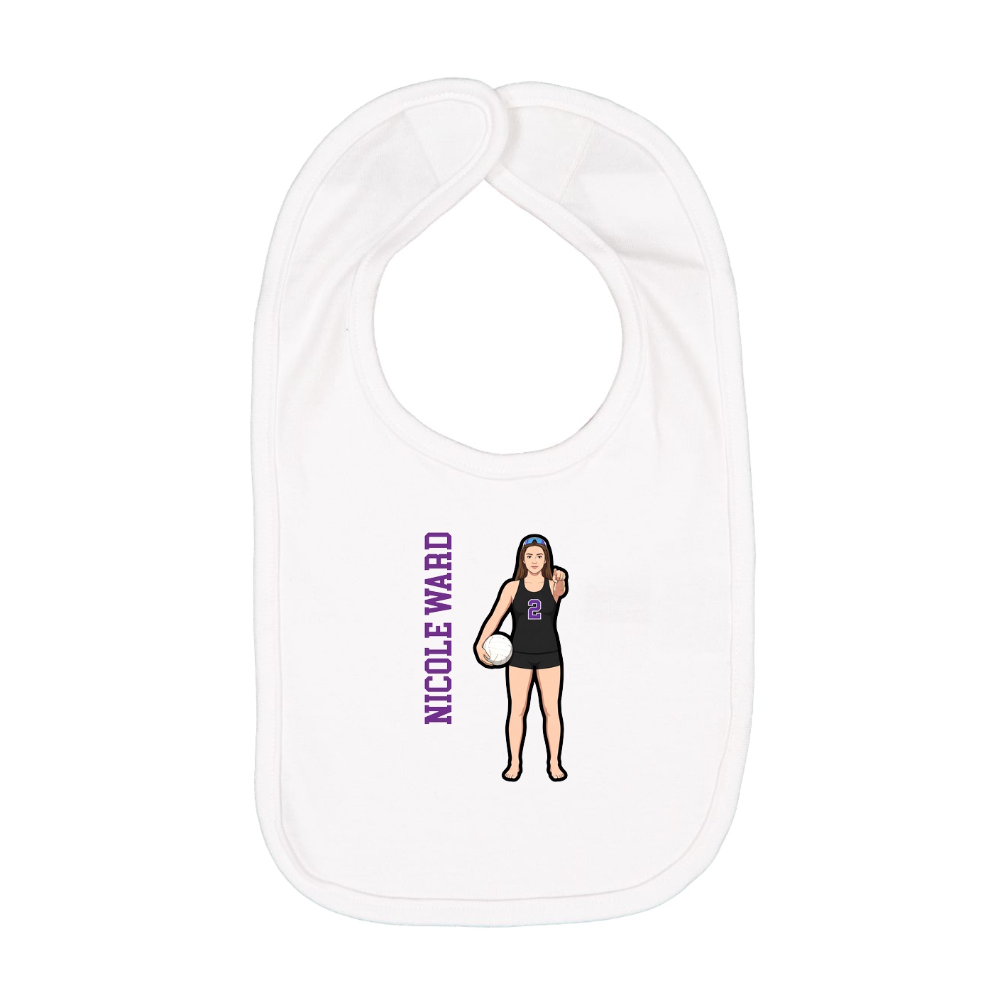 Infant Bib — Name Vertical in White
