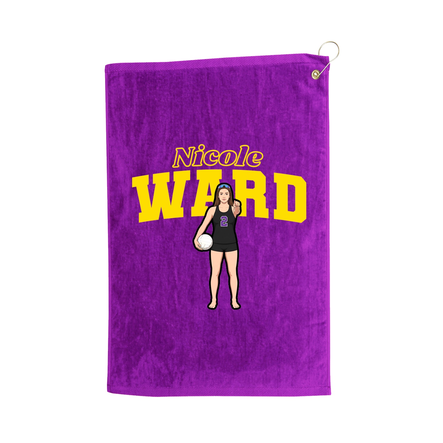 Golf Towel — Name Arch in Purple