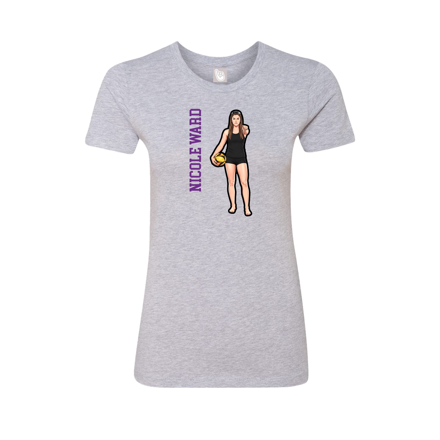 Fitted Women's Tee — Name Vertical in Grey