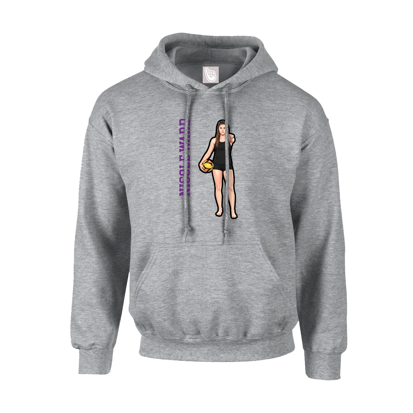 Youth Hoodie — Name Vertical in Grey