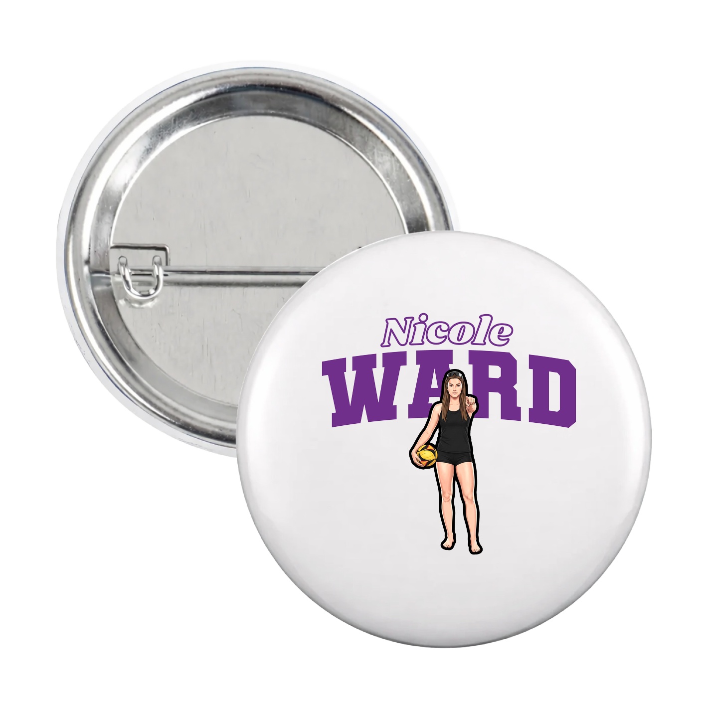 Game Day Button — Name Arch in White