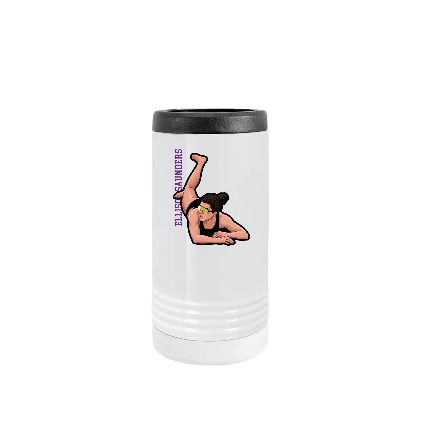 Slim Beverage Holder — Name Vertical in White