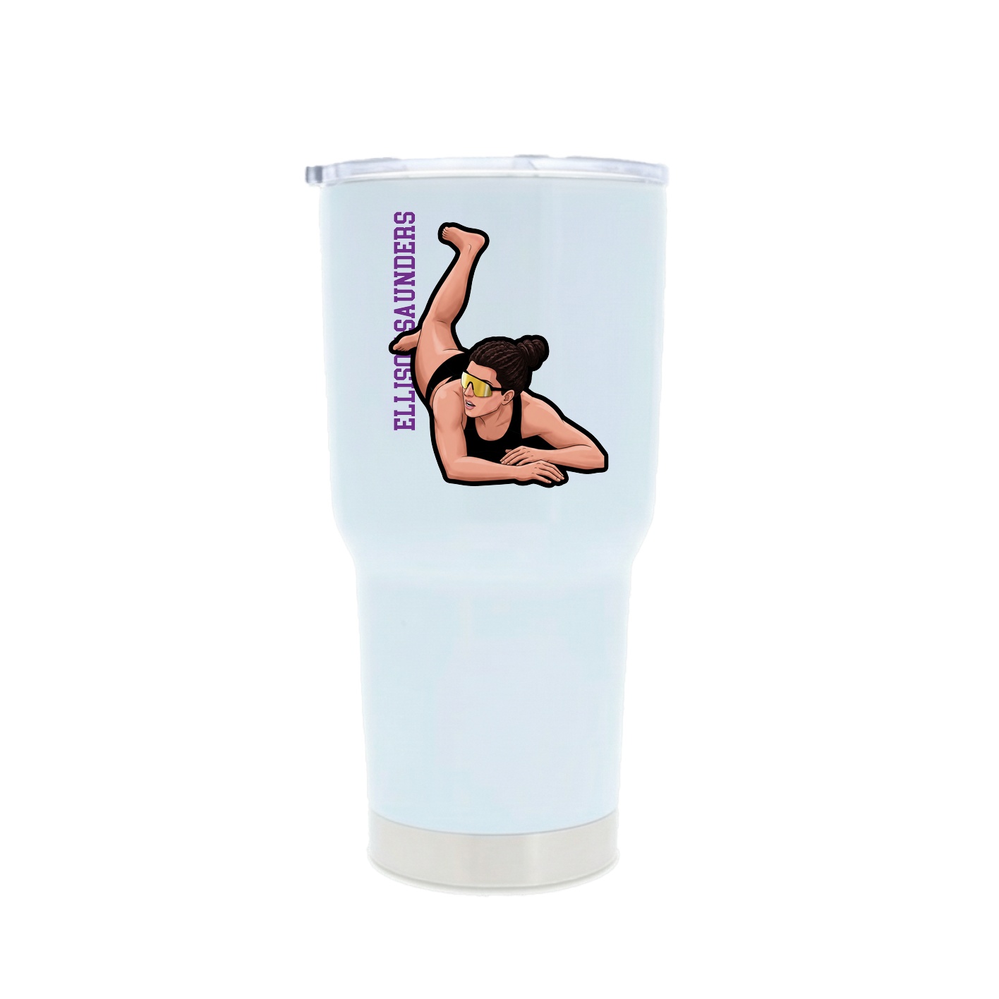 30oz Stainless Steel Tumbler — Name Vertical in White