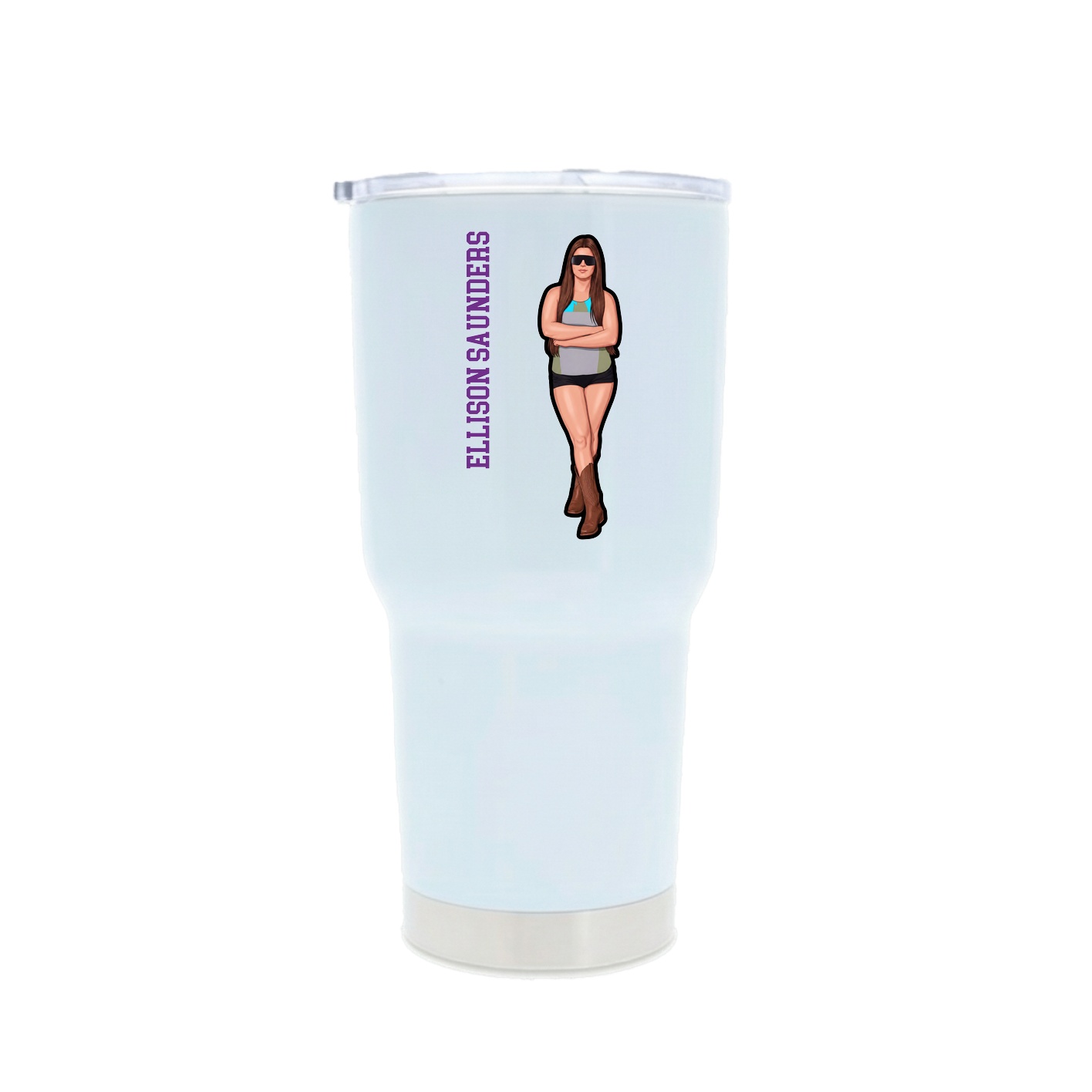 30oz Stainless Steel Tumbler — Name Vertical in White