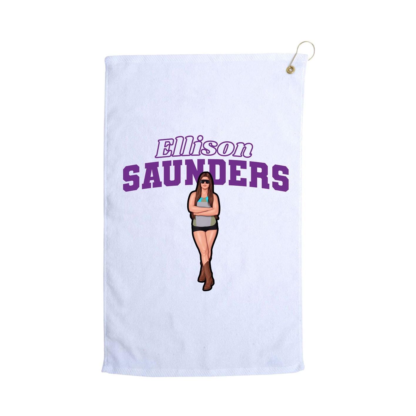 Golf Towel — Name Arch in White
