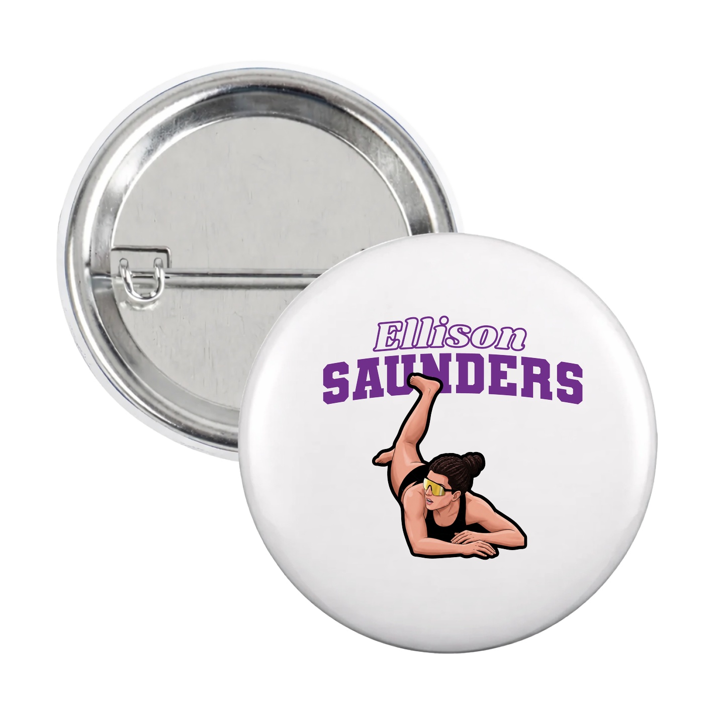 Game Day Button — Name Arch in White