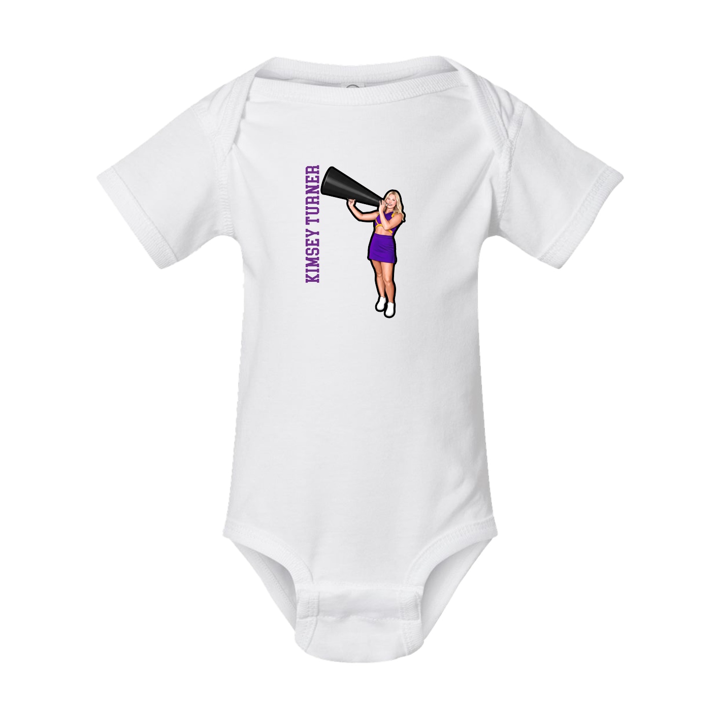 Baby Onesie — Name Vertical in White