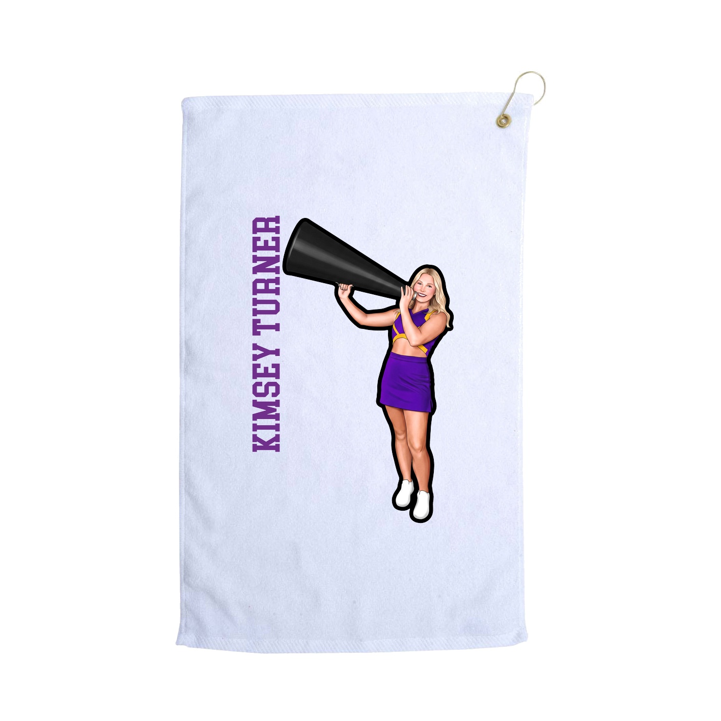 Golf Towel — Name Vertical in White