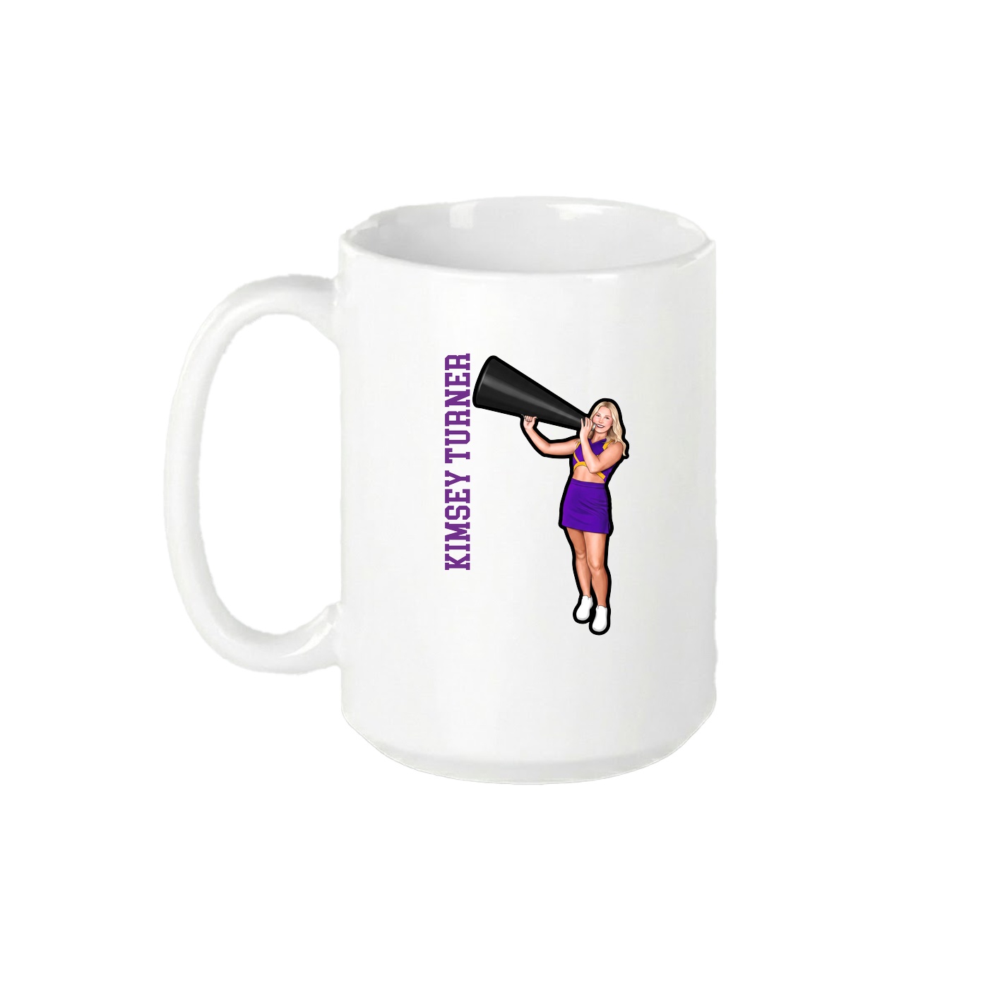 15oz Coffee Mug — Name Vertical in White