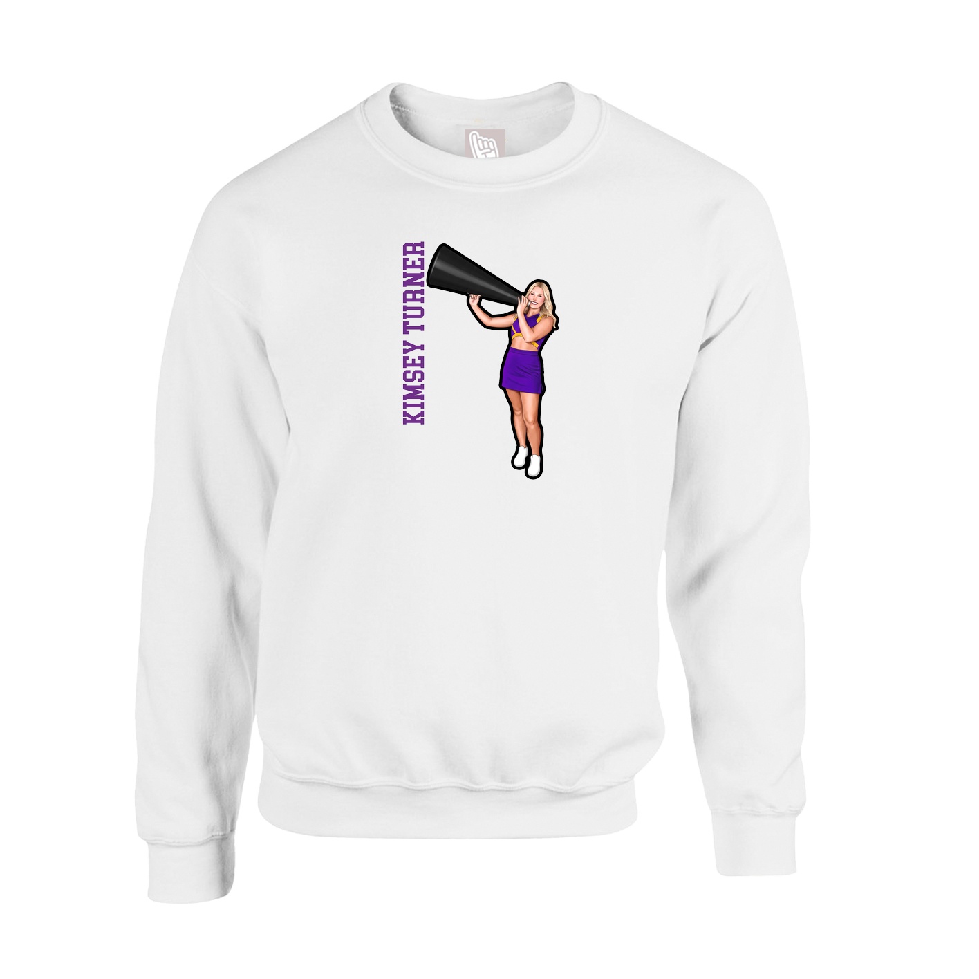Fleece Crew — Name Vertical in White