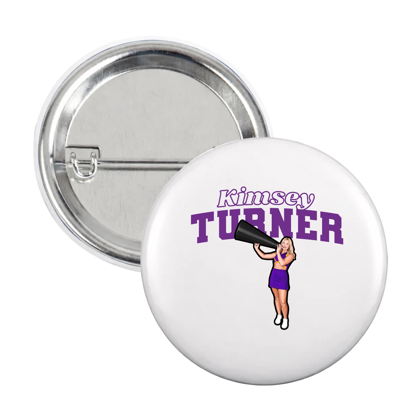 Game Day Button — Name Arch in White