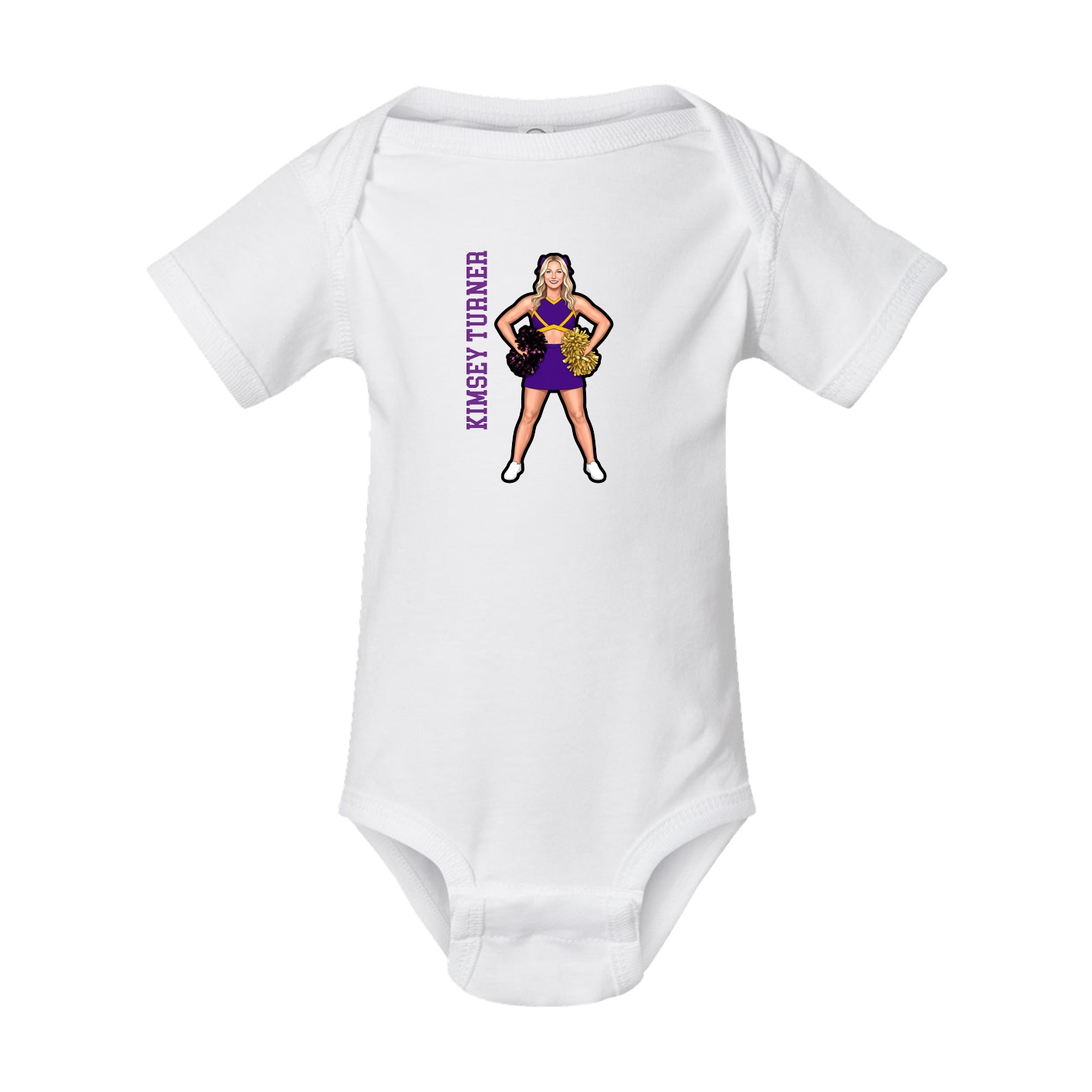 Baby Onesie — Name Vertical in White