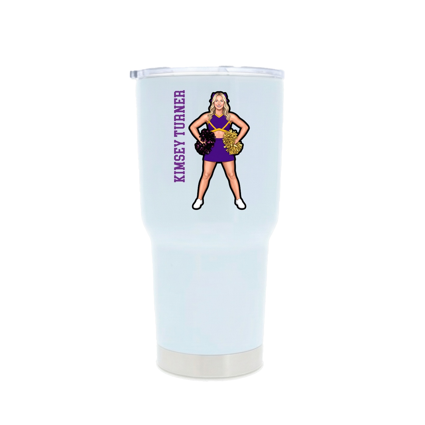 30oz Stainless Steel Tumbler — Name Vertical in White