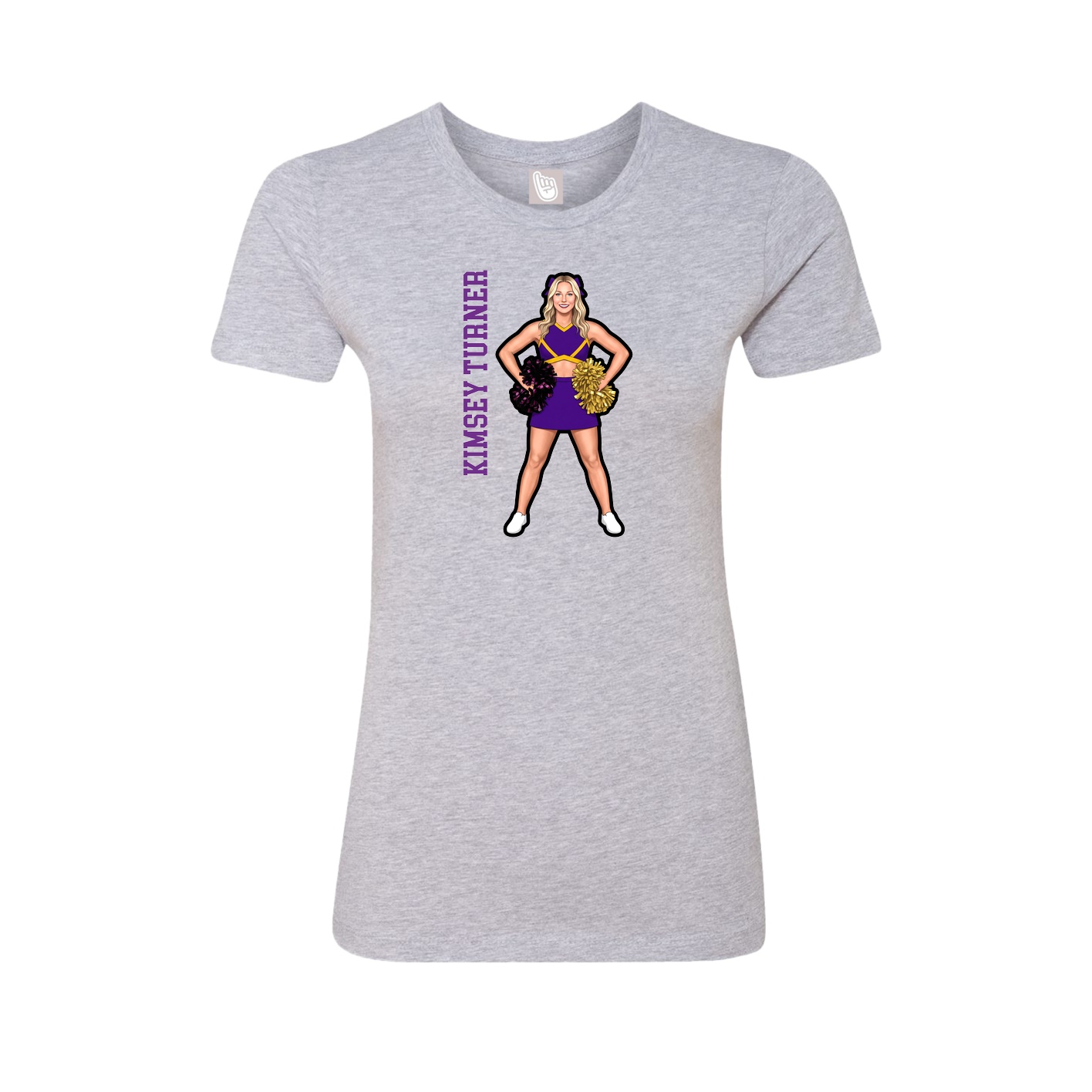 Fitted Women's Tee — Name Vertical in Grey