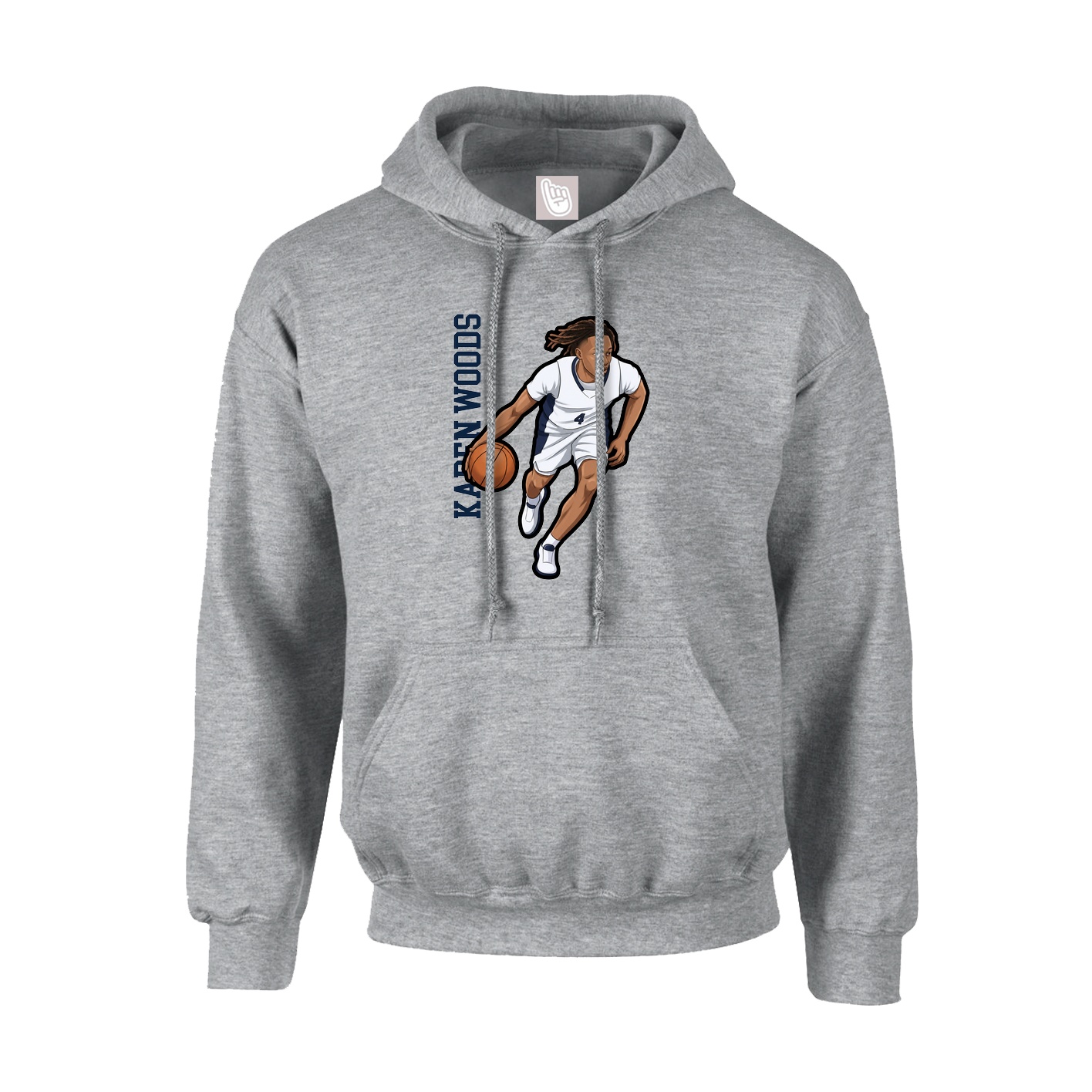 Hoodie — Name Vertical in Grey