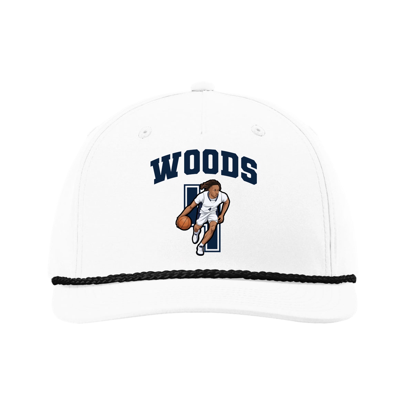 Five-Panel Classic Rope Cap — Number in White