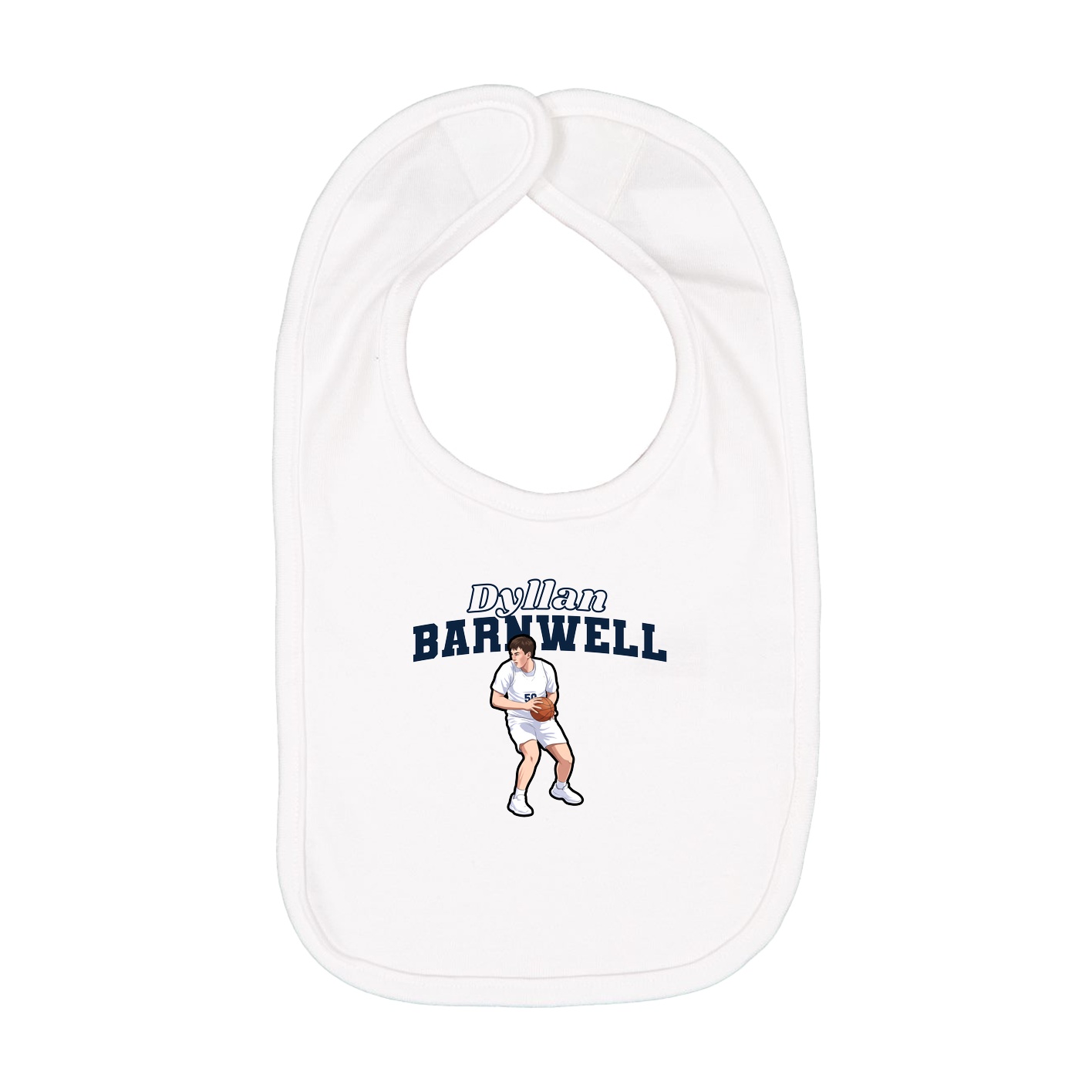 Infant Bib — Name Arch in White