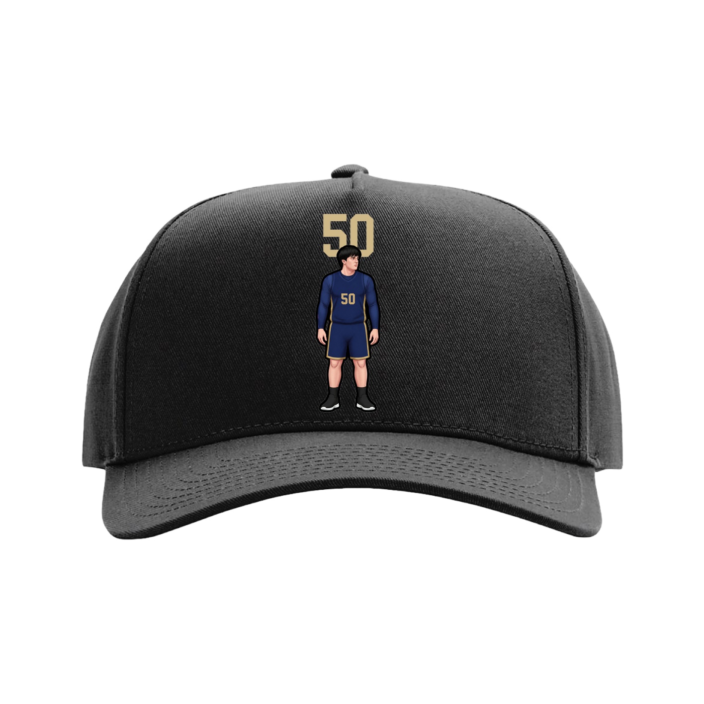 Full Fabric Five-Panel Champ Cap — Number Top in Black