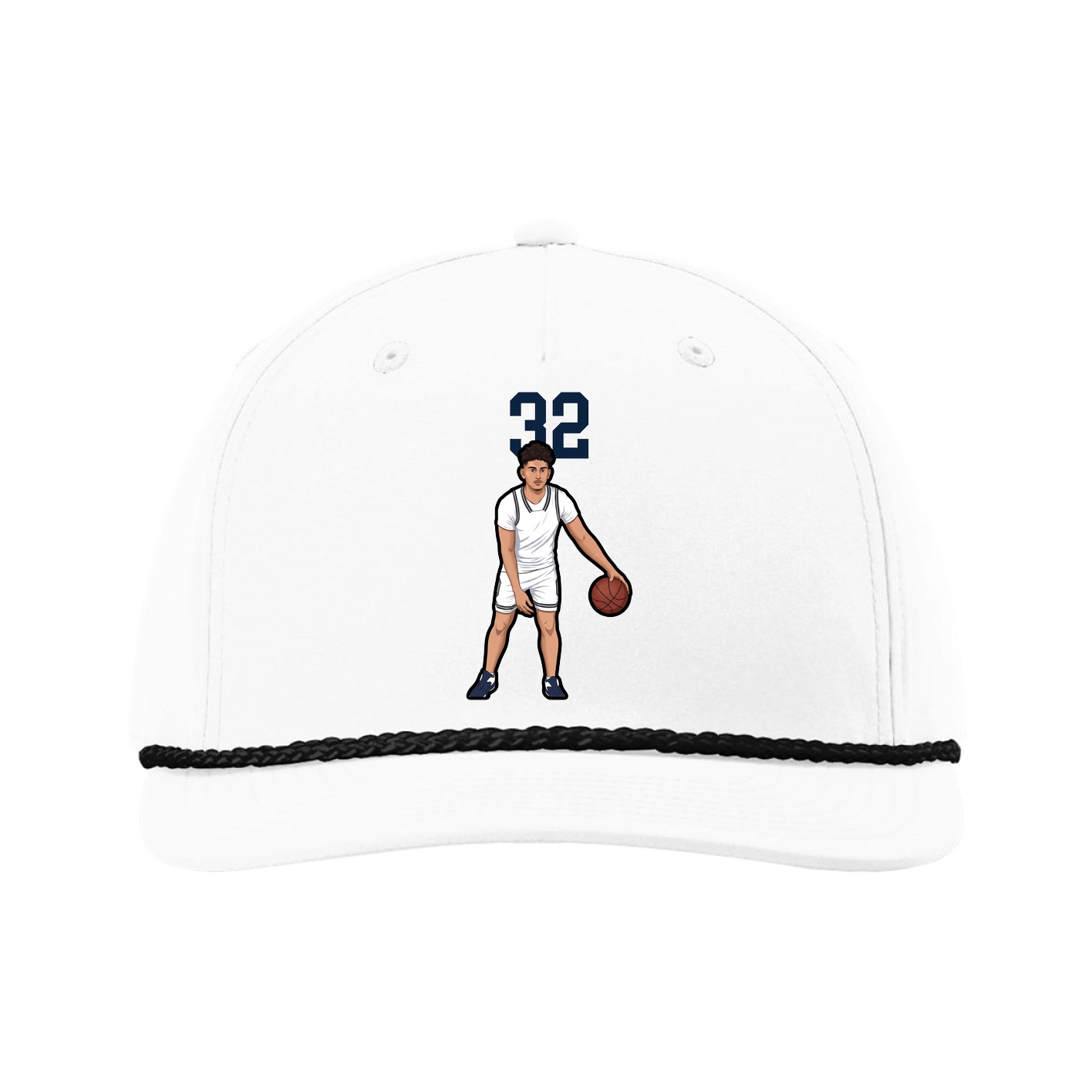 Five-Panel Classic Rope Cap — Number Top in White