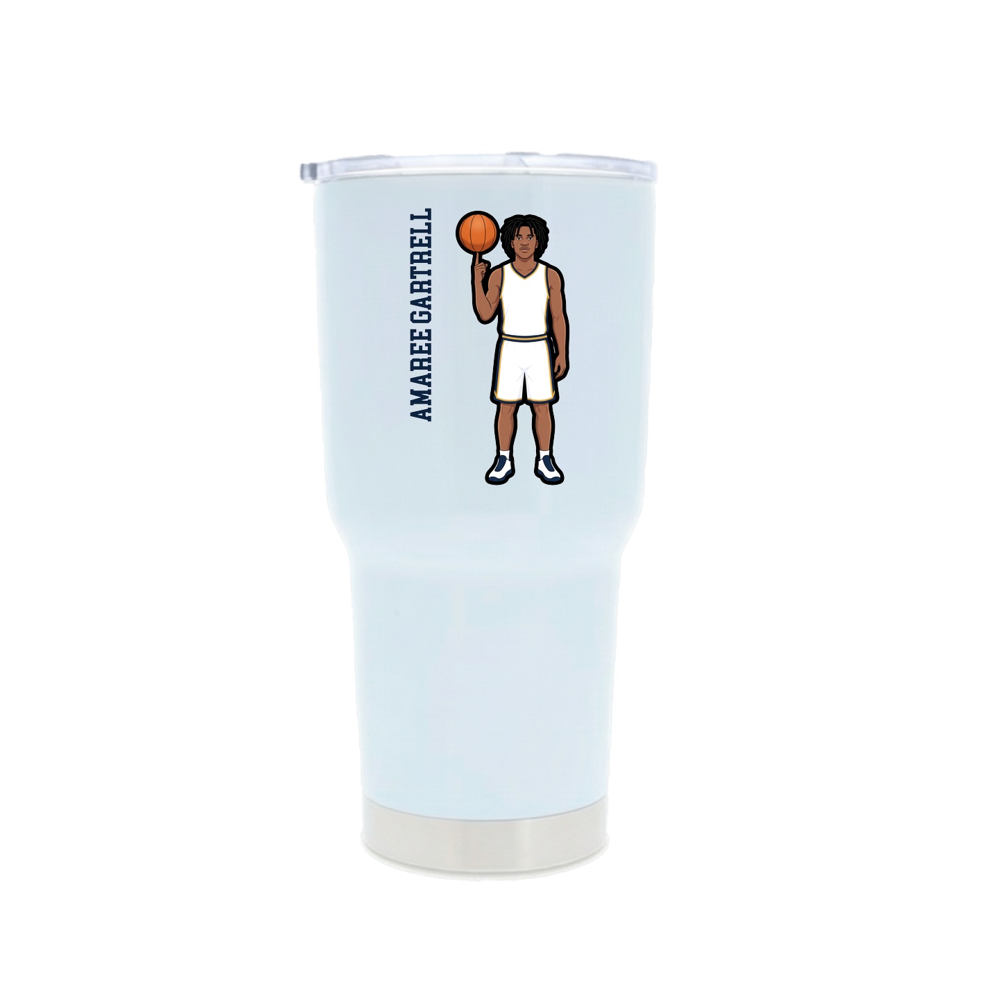 30oz Stainless Steel Tumbler — Name Vertical in White