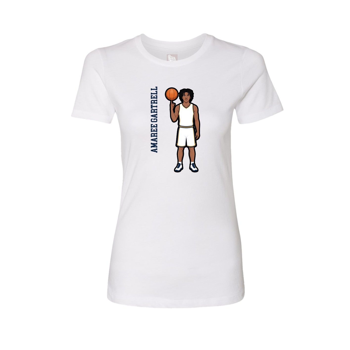 Fitted Women's Tee — Name Vertical in White