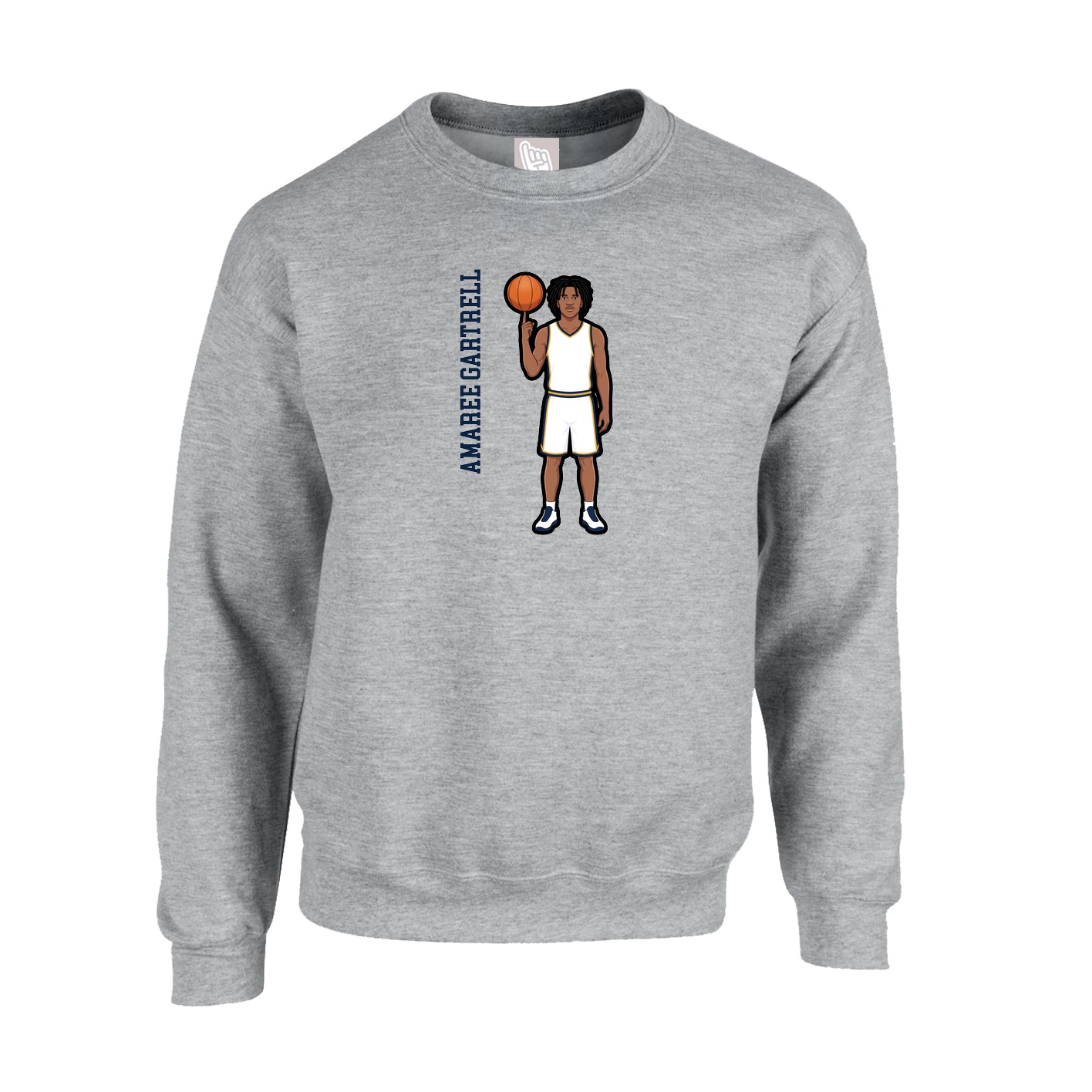 Fleece Crew — Name Vertical in Grey