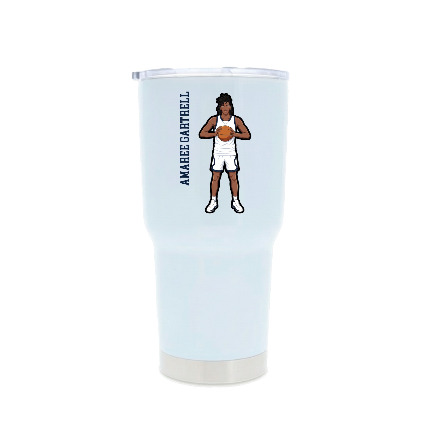 30oz Stainless Steel Tumbler — Name Vertical in White
