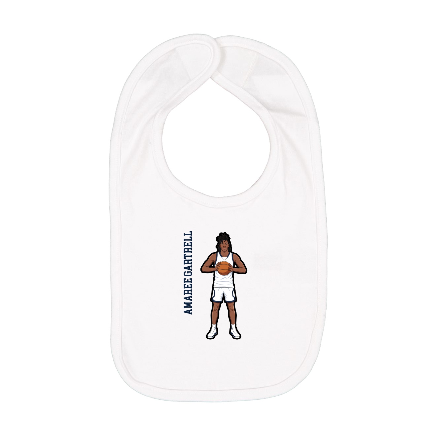 Infant Bib — Name Vertical in White