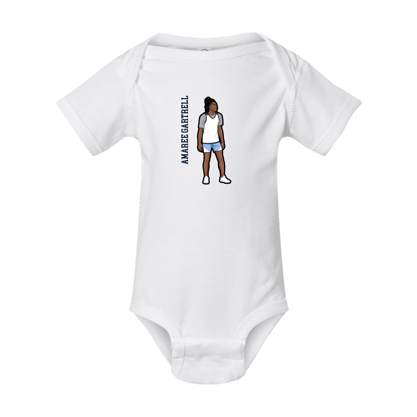 Baby Onesie — Name Vertical in White