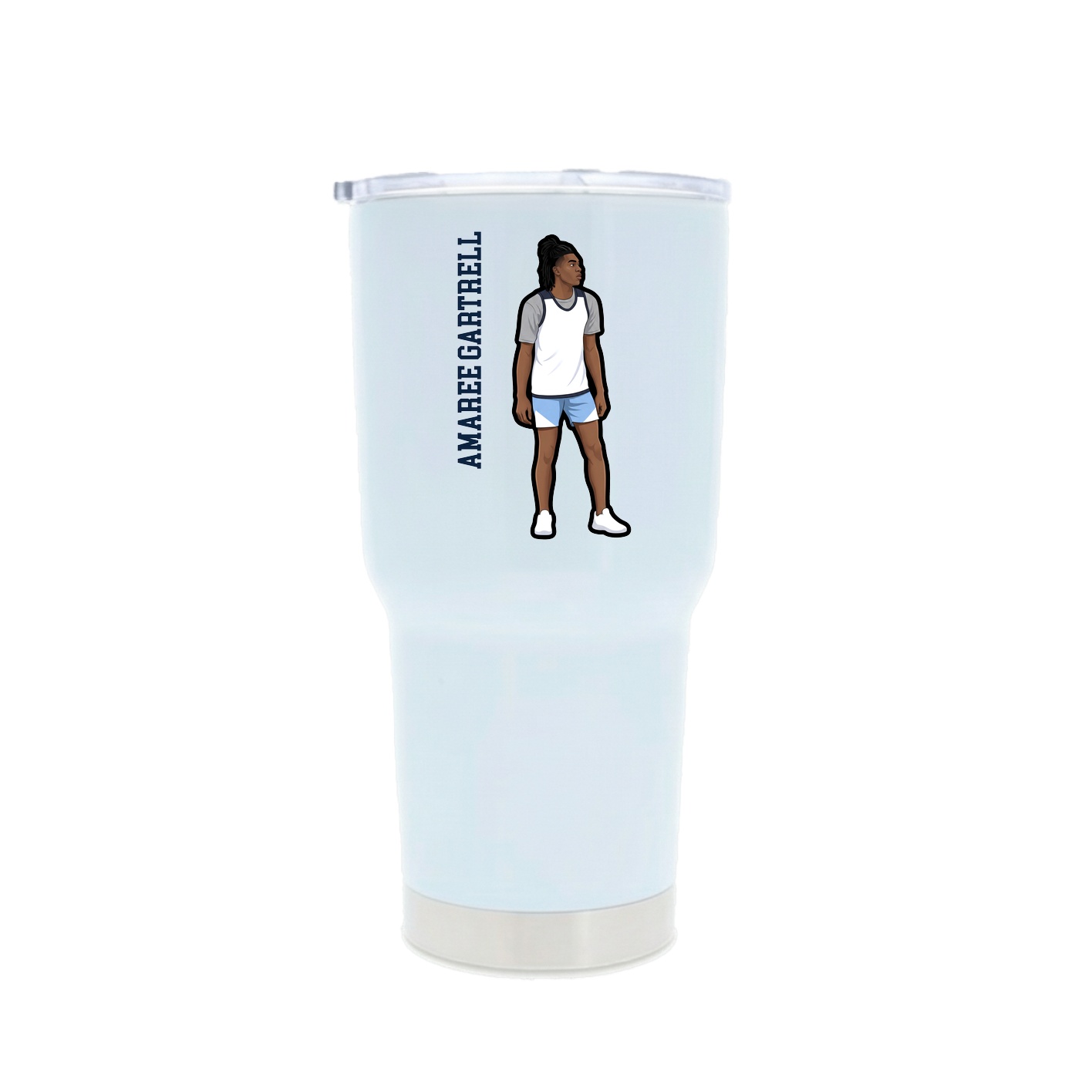 30oz Stainless Steel Tumbler — Name Vertical in White