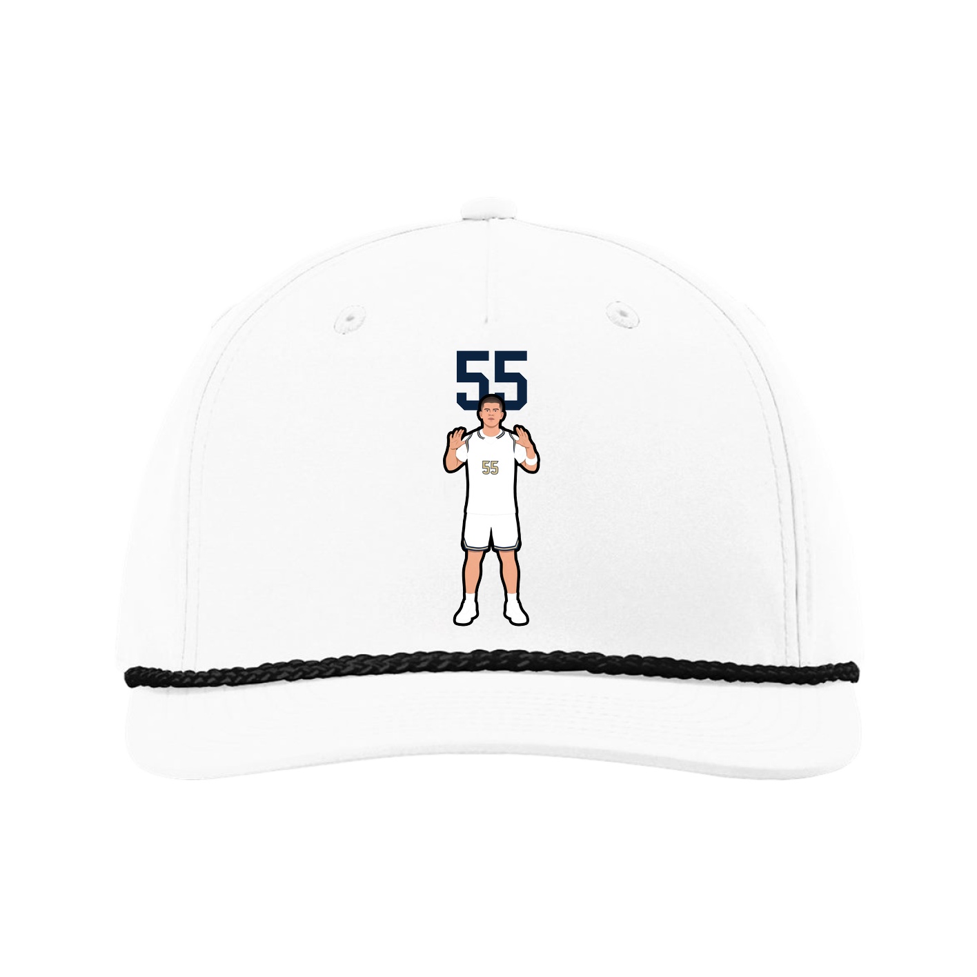 Five-Panel Classic Rope Cap — Number Top in White