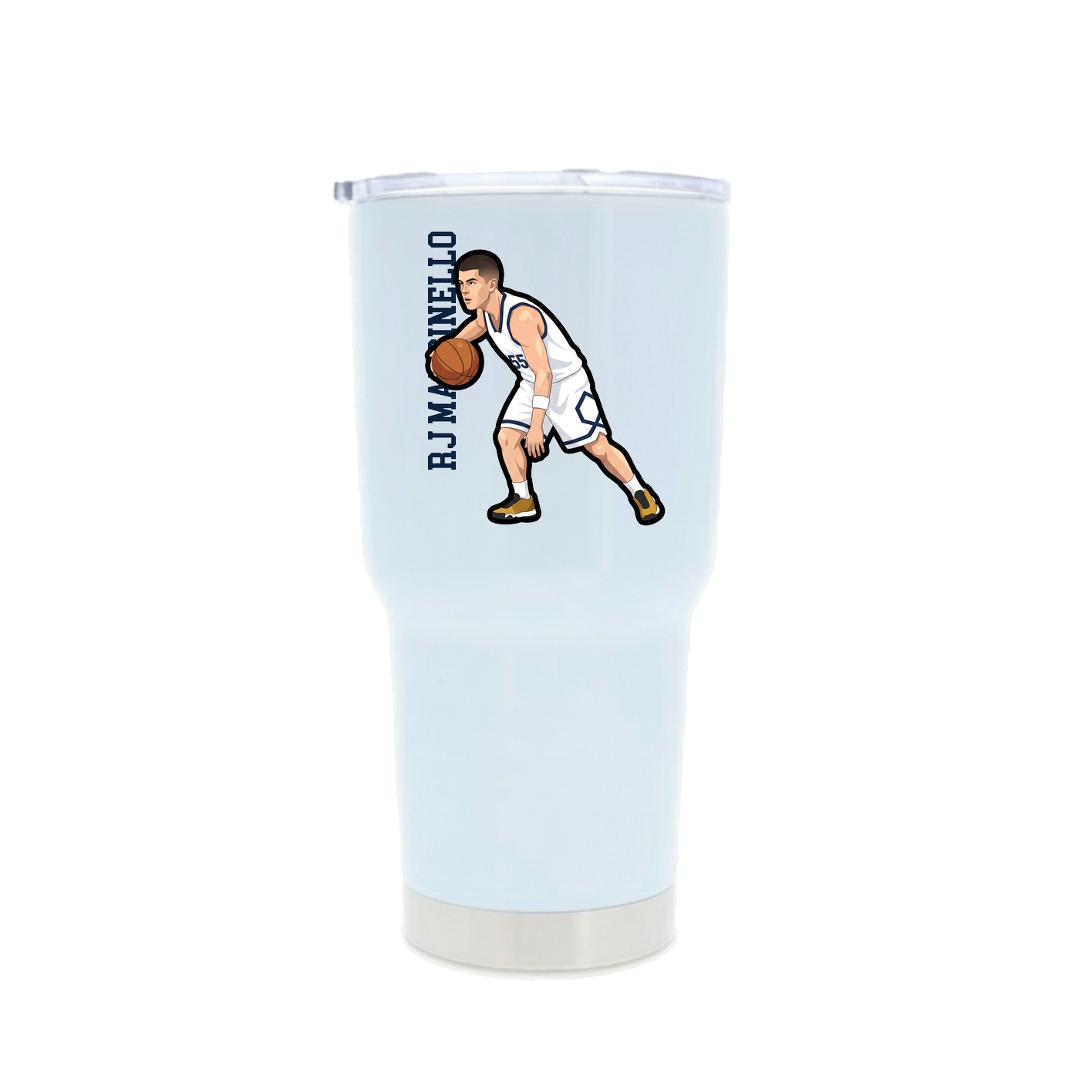 30oz Stainless Steel Tumbler — Name Vertical in White